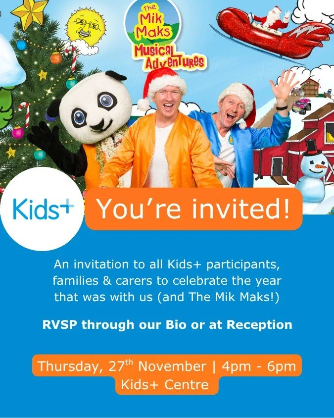The Miks Maks will be at Kids+ next week! Join us for a sausage sizzle, a performance from our dance group, The Jingle Jivers, and get those festive feels from The Mik Maks. RSVPs closing soon. Click on our bio to let us know that you're coming long,