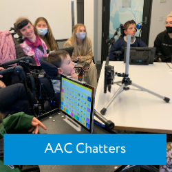 group of children using various aac devices