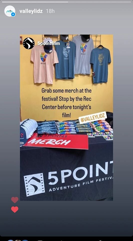 We are the proud provider of the 5Point Adventure Film Festival apparel merch. 

What can we do for you and your business or gig? 
Valleylidz@gmail.com