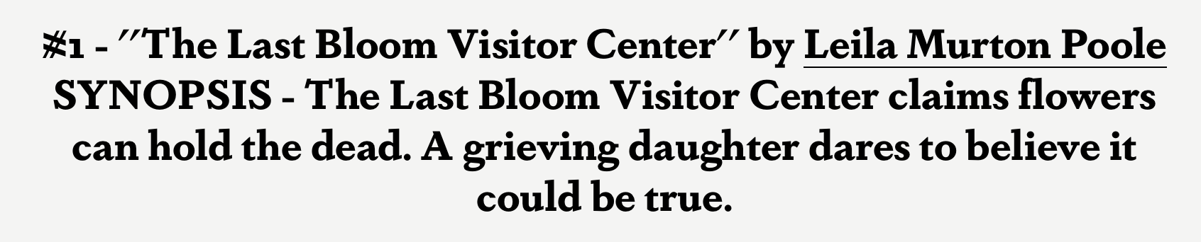 “The Last Bloom Visitor Centre” wins the 2025 NYC Midnight Flash Fiction Challenge