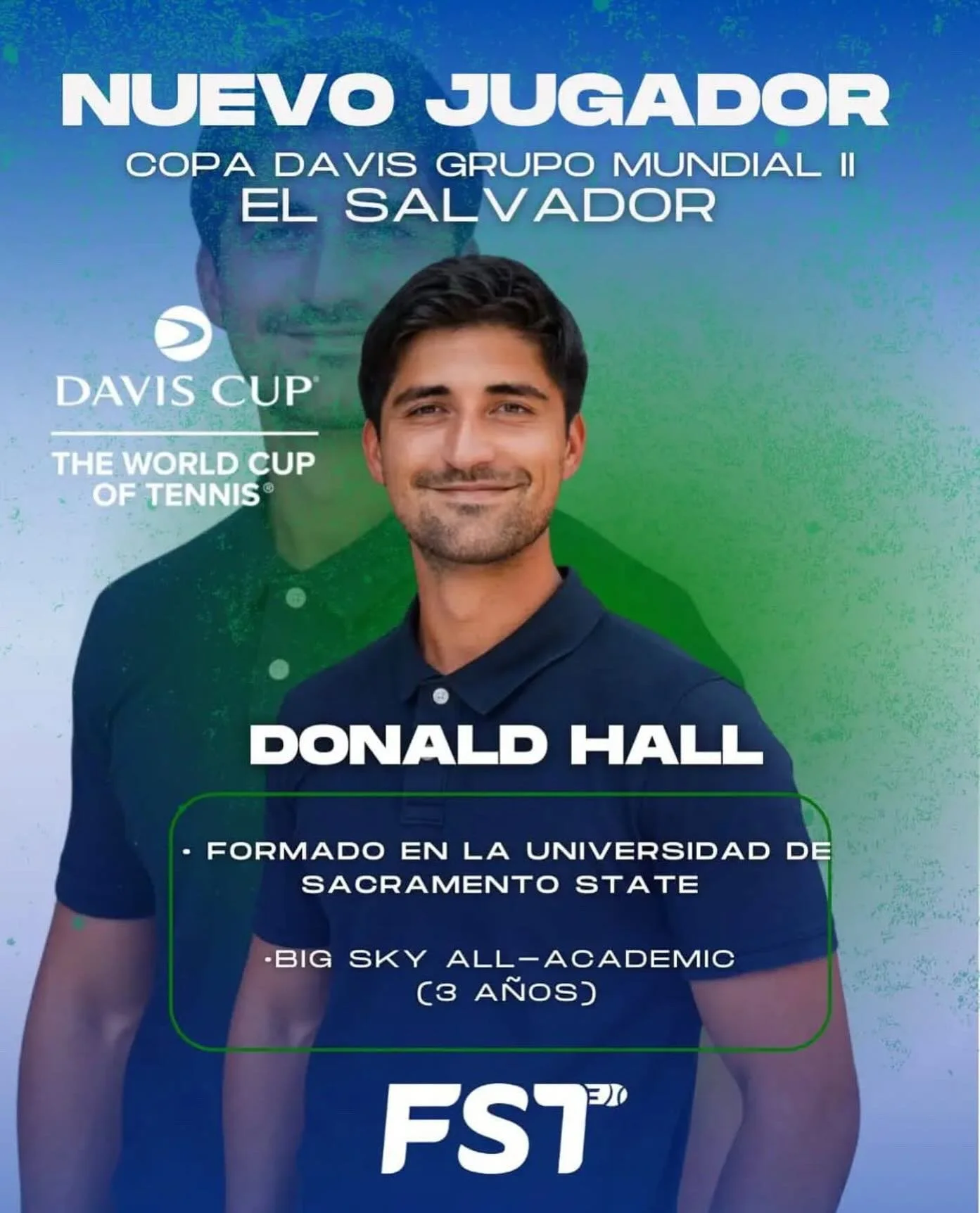 From Chico to the world 🌎🎾 Congrats Donald Hall on repping El Salvador in the Davis Cup! 🇸🇻🔥 We always knew you were destined for the big stage. #Vamos #DavisCupBound #ChicoToTheTop&rdquo;