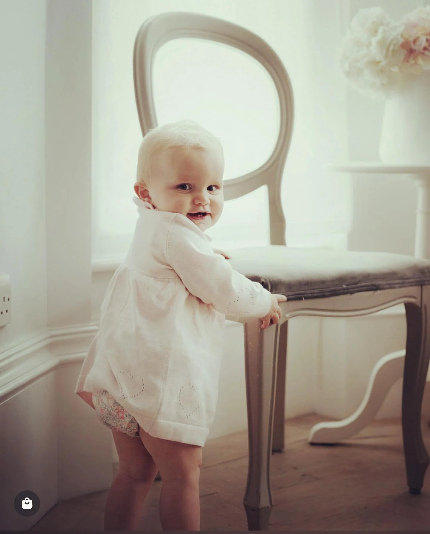 Marie Chantal Cashmere Cotton Dress in cream 12-24m @peonycouturepasadena