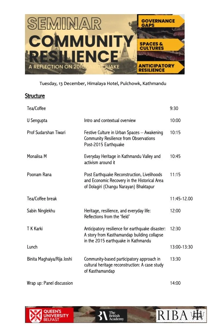 Presentations of research as part of "Community Resilience - A Reflection on 2015 Earthquake" (Kathmandu, Nepal)