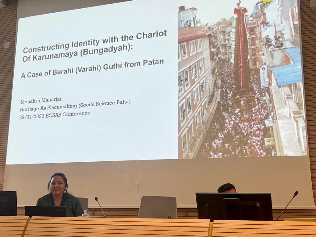 Monalisa Maharjan presents “Constructing identity with the Chariot of Karunamaya. A case of Barahi Guthi from Patan (Nepal)" in ECSAS2023 (Turin).