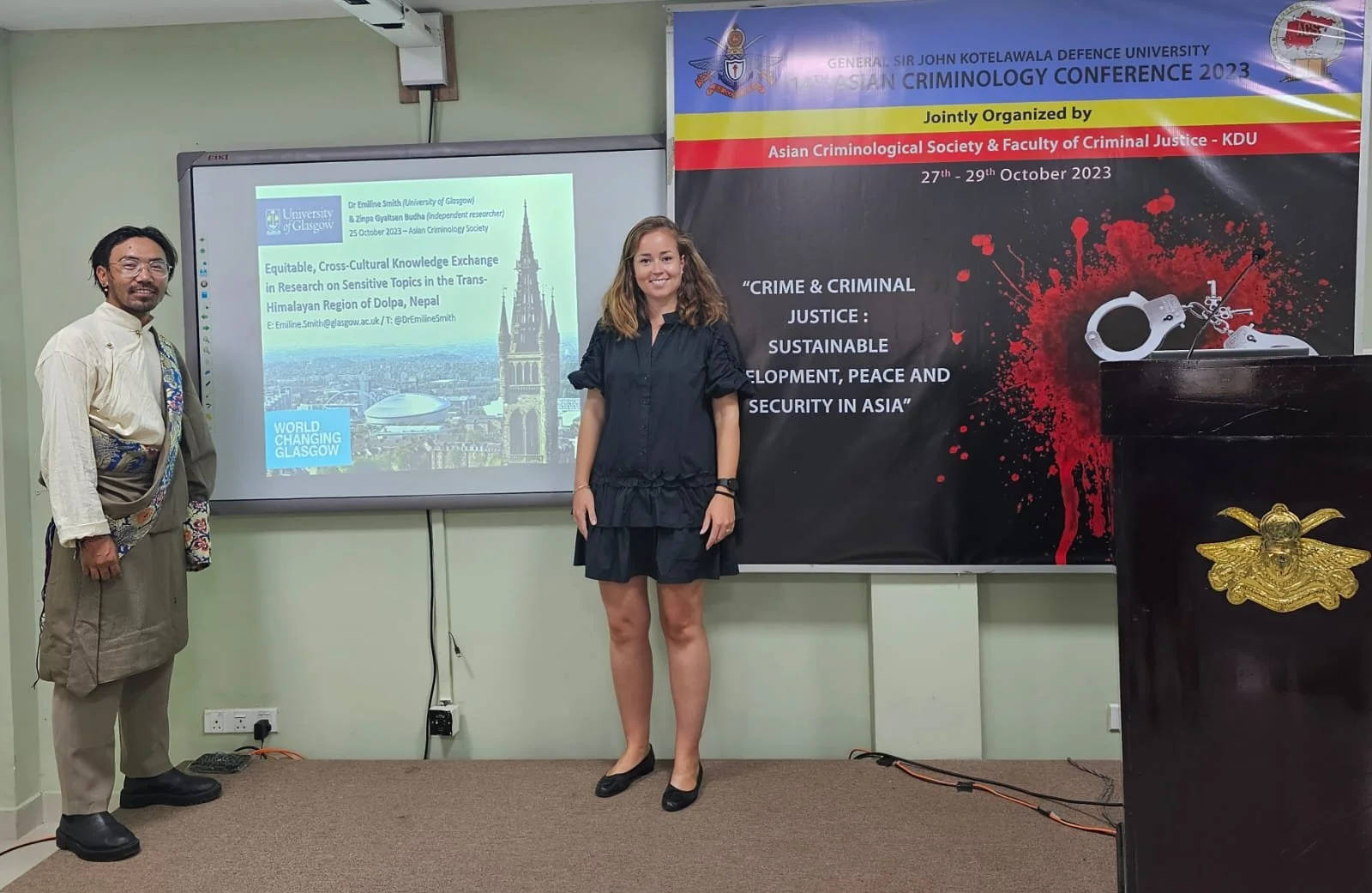 Emiline Smith and Zinpa Gyaltsen Budha present at the Asian Criminology Conference, Sri Lanka