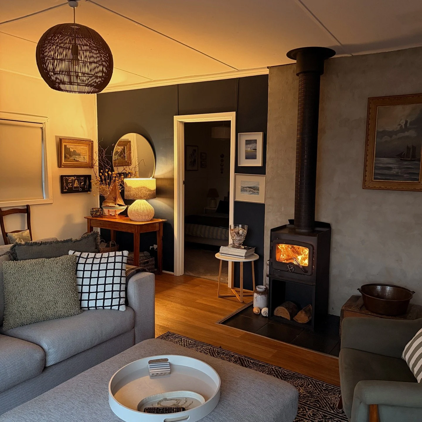 Rain on the roof. Fire on in the background. Nowhere you'd rather be. 🌧️

Some of the best days at Wayfarer Tasmania aren't the sunny ones.

They're the ones where you pull the blankets up a little tighter, let the wood heater do its thing, and deci