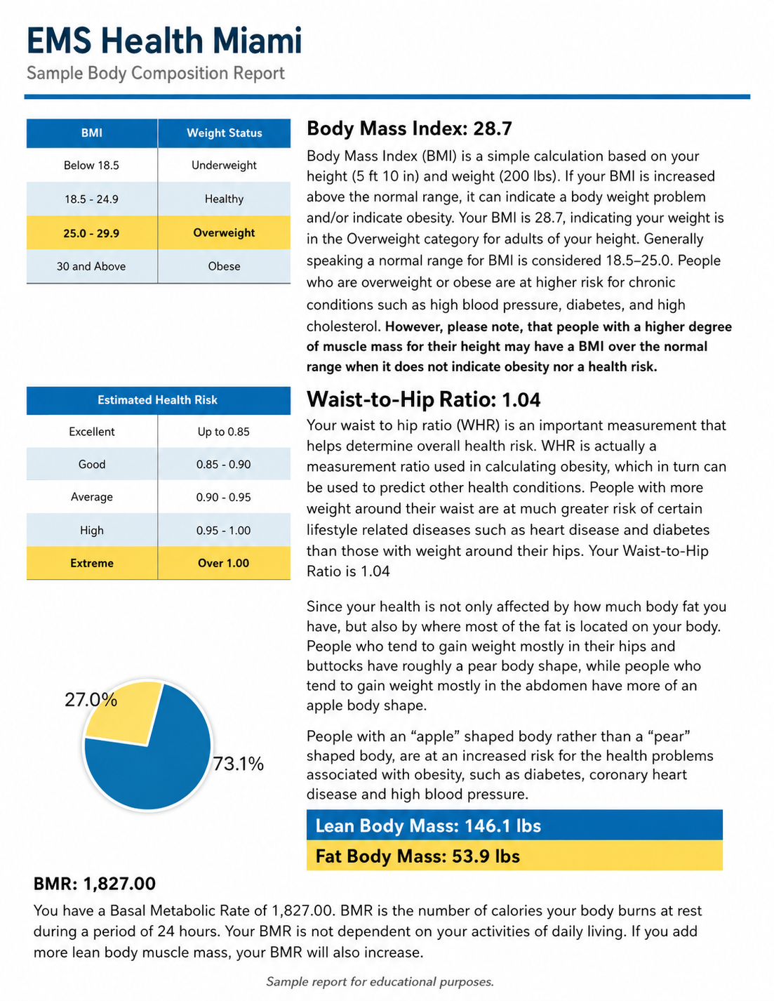 Body Composition Metrics Report | EMS Health Miami