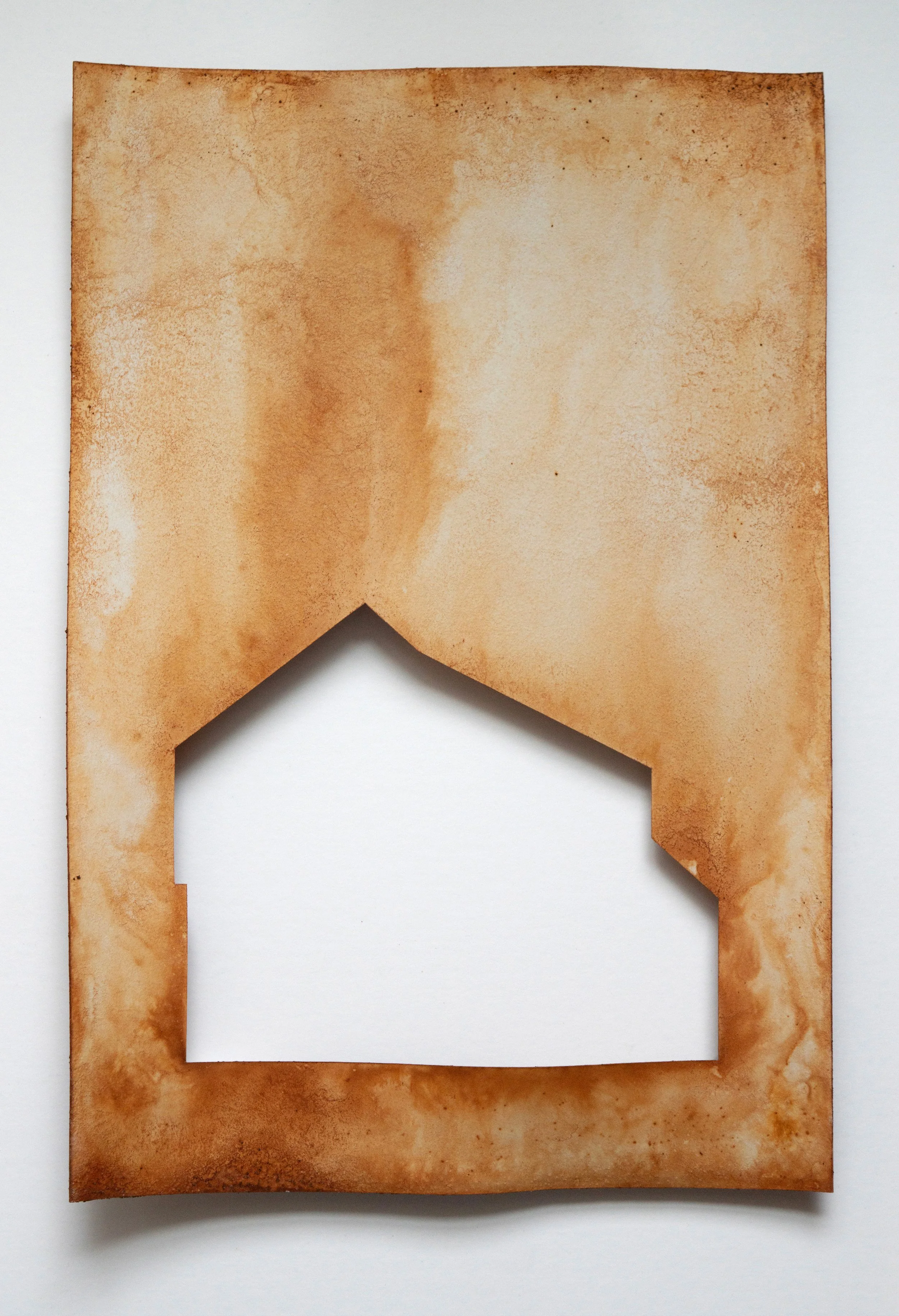 37 Verso (lost). 2026. Paper, iron oxide (rust), salt. 9 x 13 in. NFS