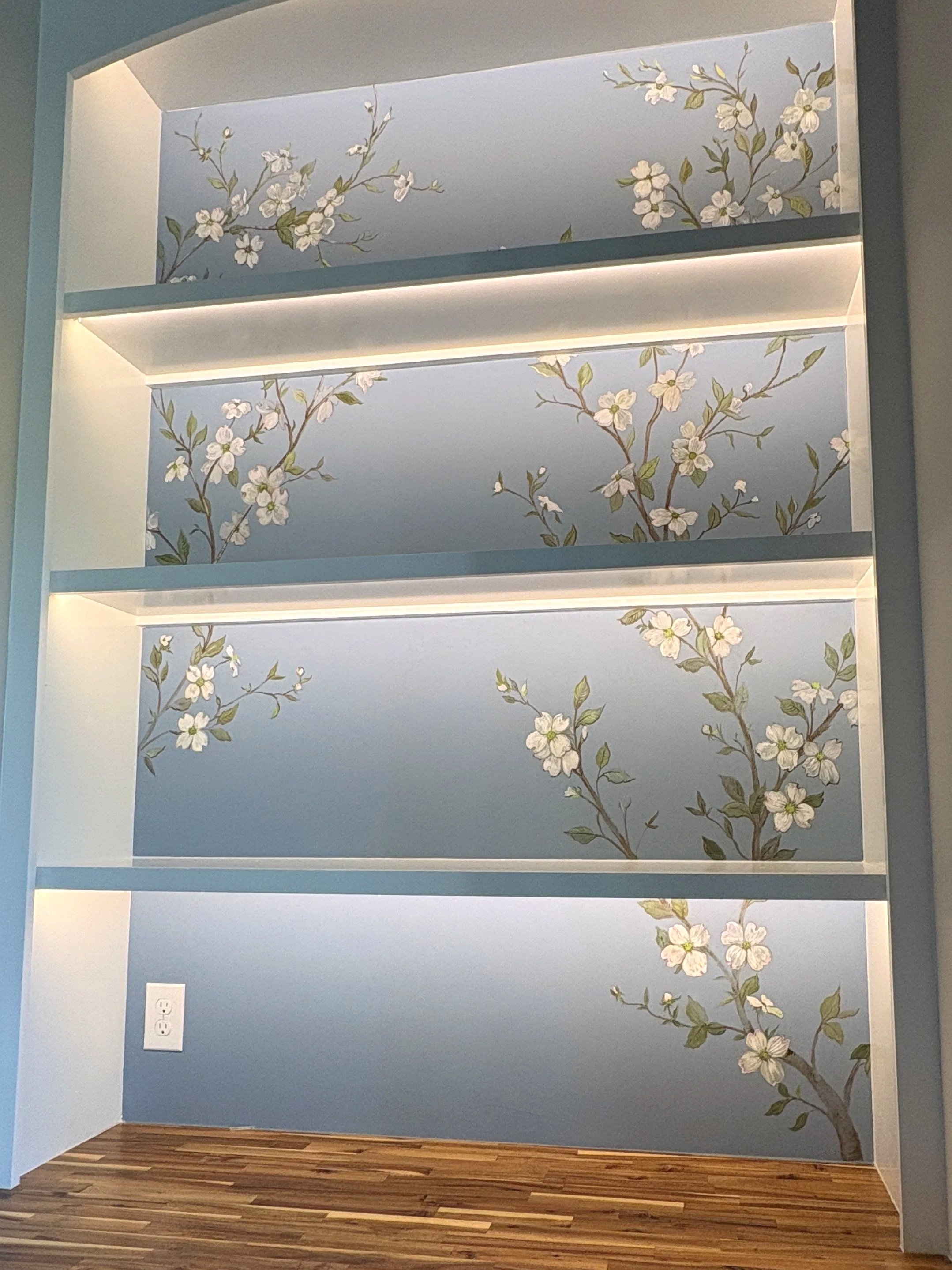 How about Dogwood branches on your book case wall?