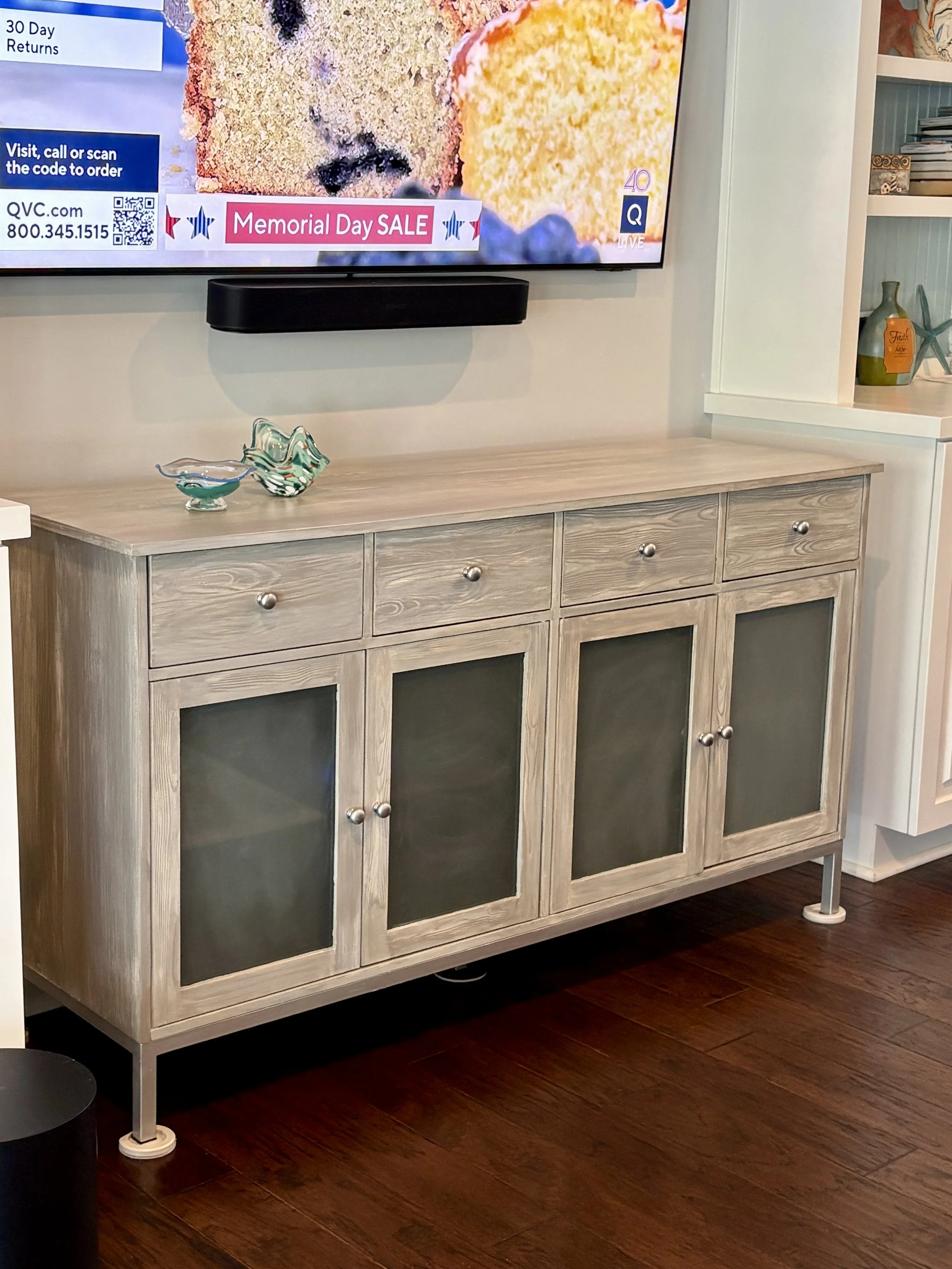 Dark wood furniture transformed with subtle  faux grain effect!