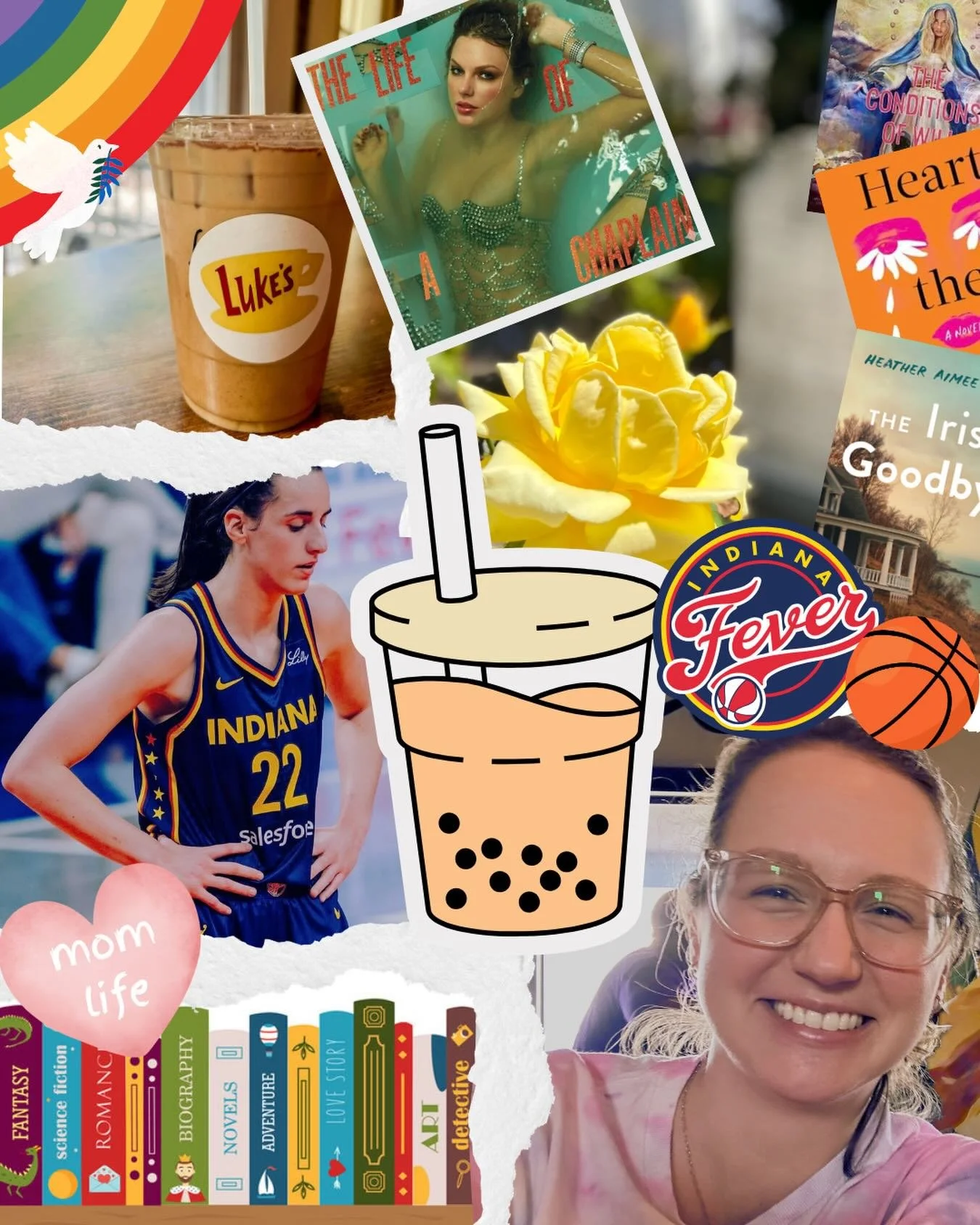 A little collage of what I&rsquo;m all about! Just a few things that make me the partner, mom, and spiritual companion I am! 

❤️🧡💛💚💙💜🩷