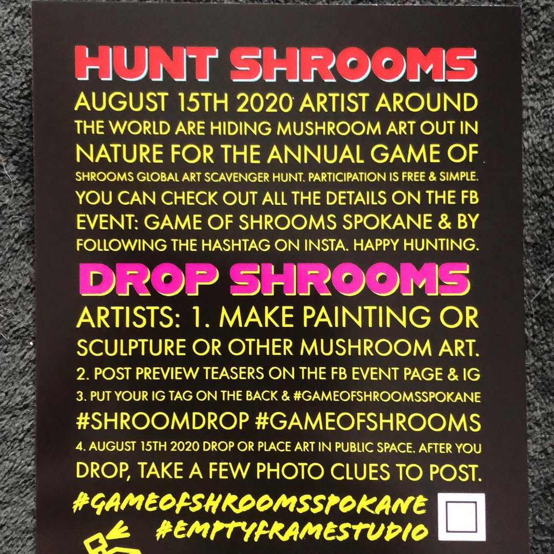 Neon text of event details on black background