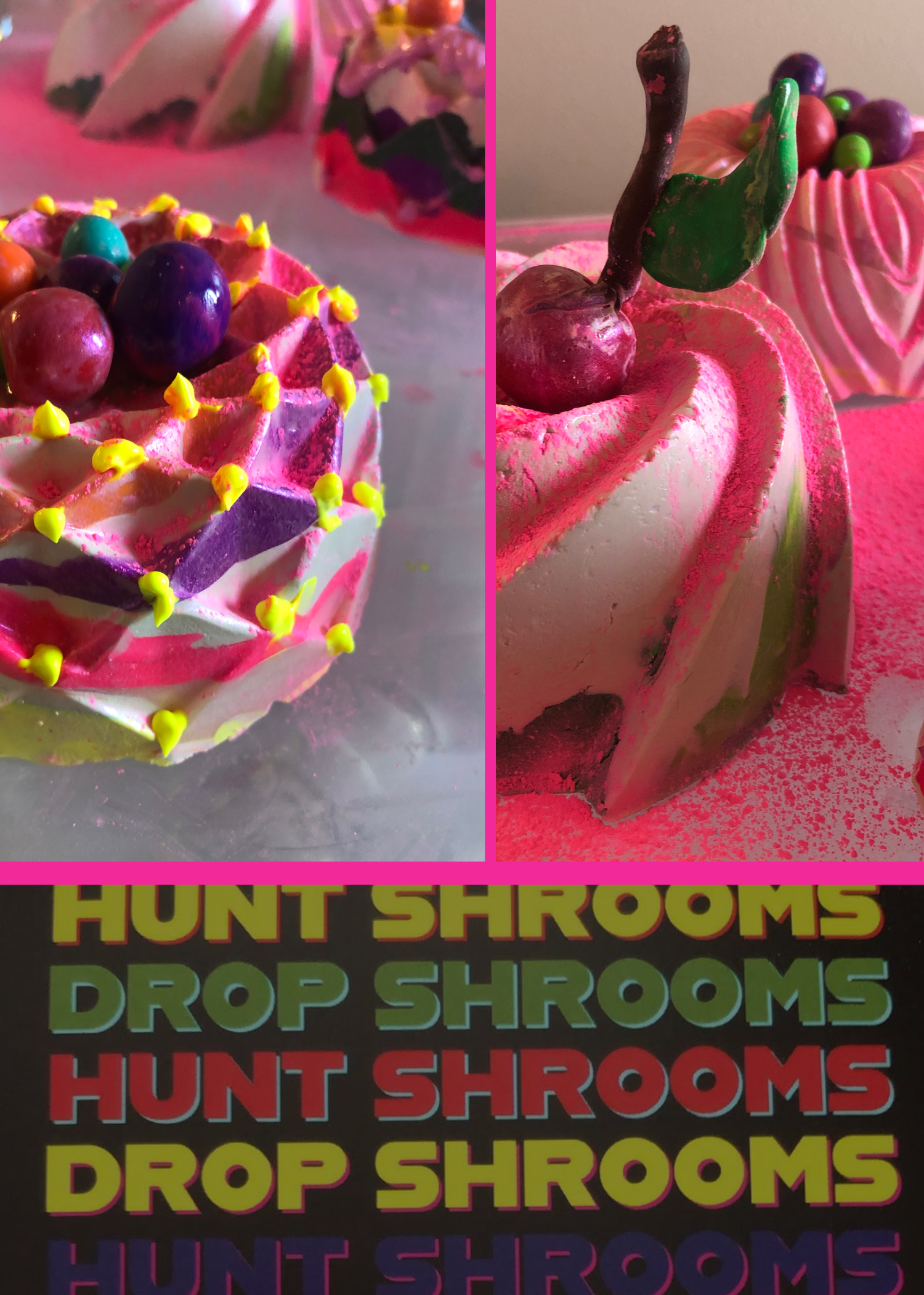 Game of Shroom neon sculptures