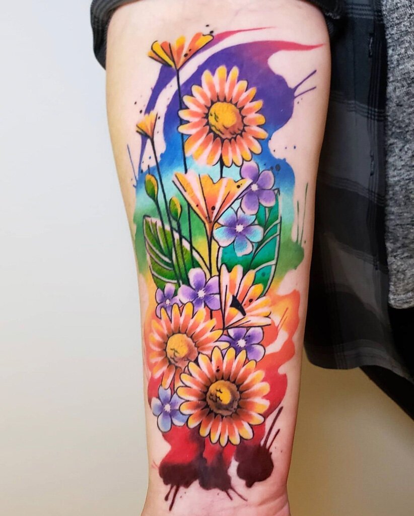 Watercolor tattoo done at Love Sick Ink in Denver CO Artist Lochen  Proud owner of the watercolor tattoo Aaron Ba  Tattoos Tattoo artists Watercolor  tattoo