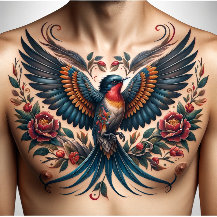 Neo Traditional Eagle Chest Tattoo