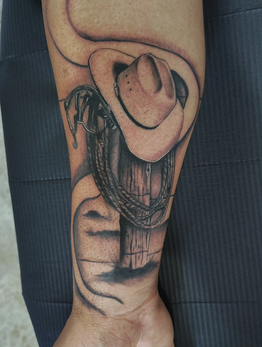 Cowboy Hat on Fencepost Tattoo.png