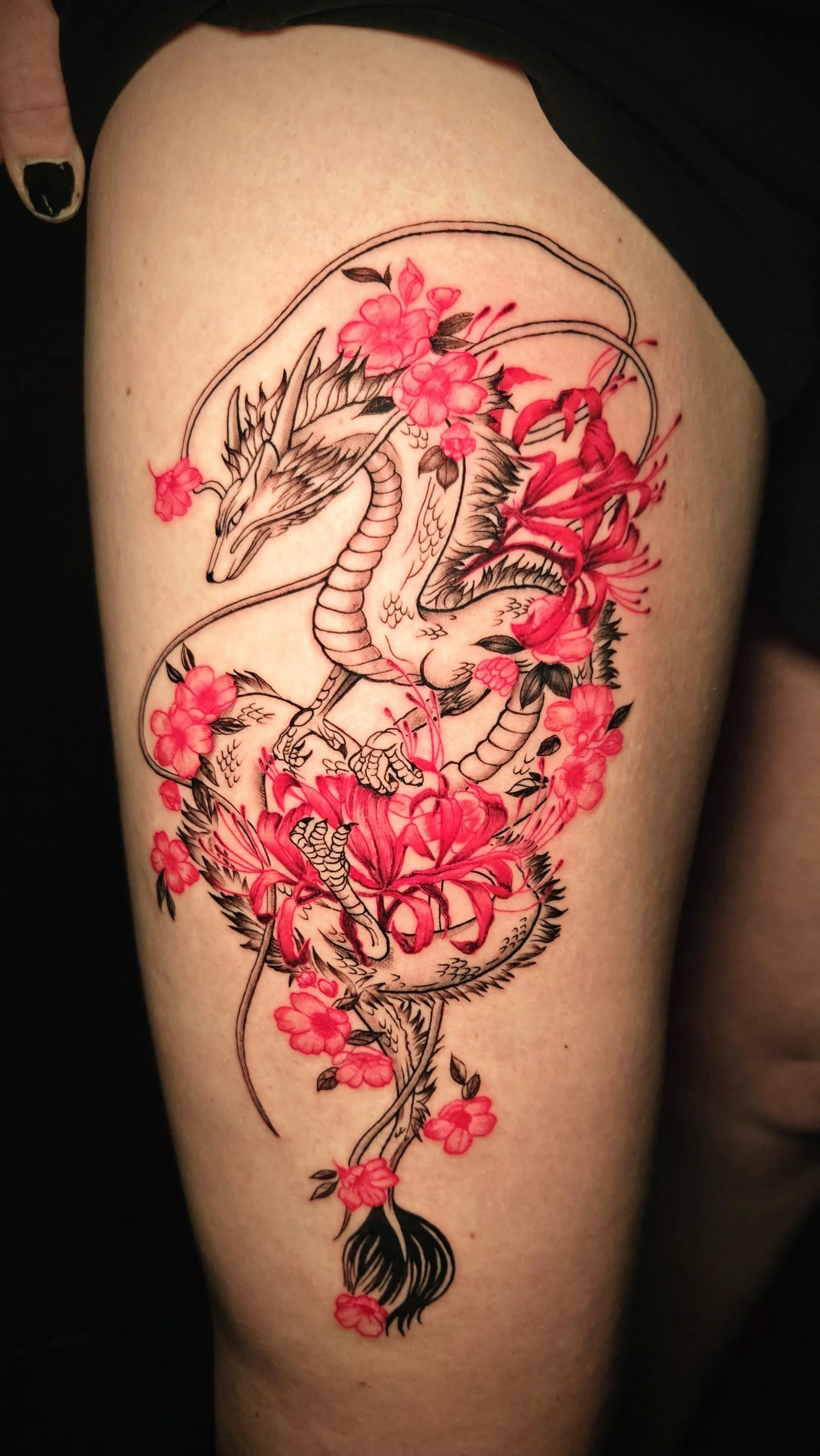 Fantasy Black and Grey with Color Tattoo