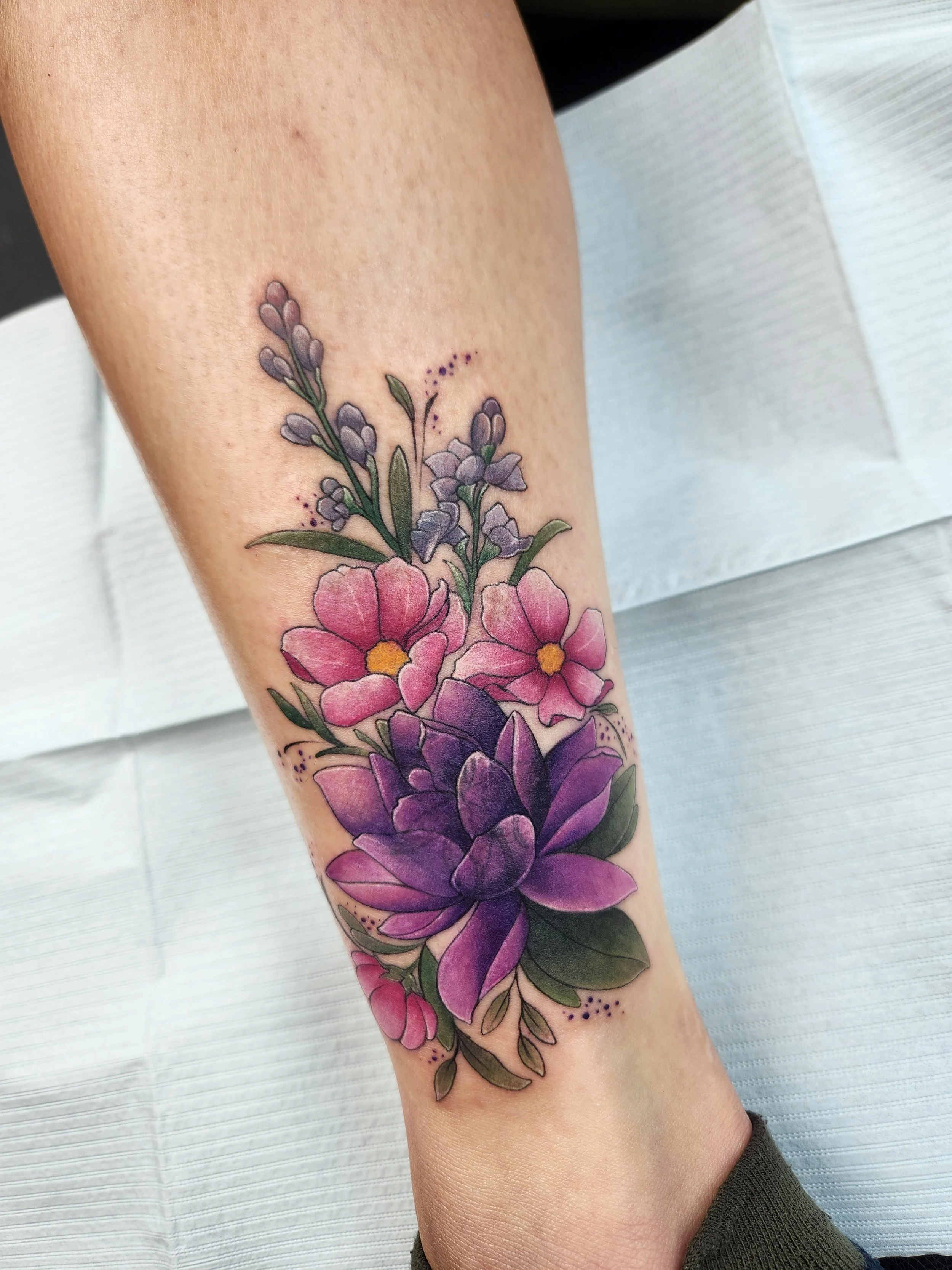 Floral Bouquet Color Illustrative Tattoo