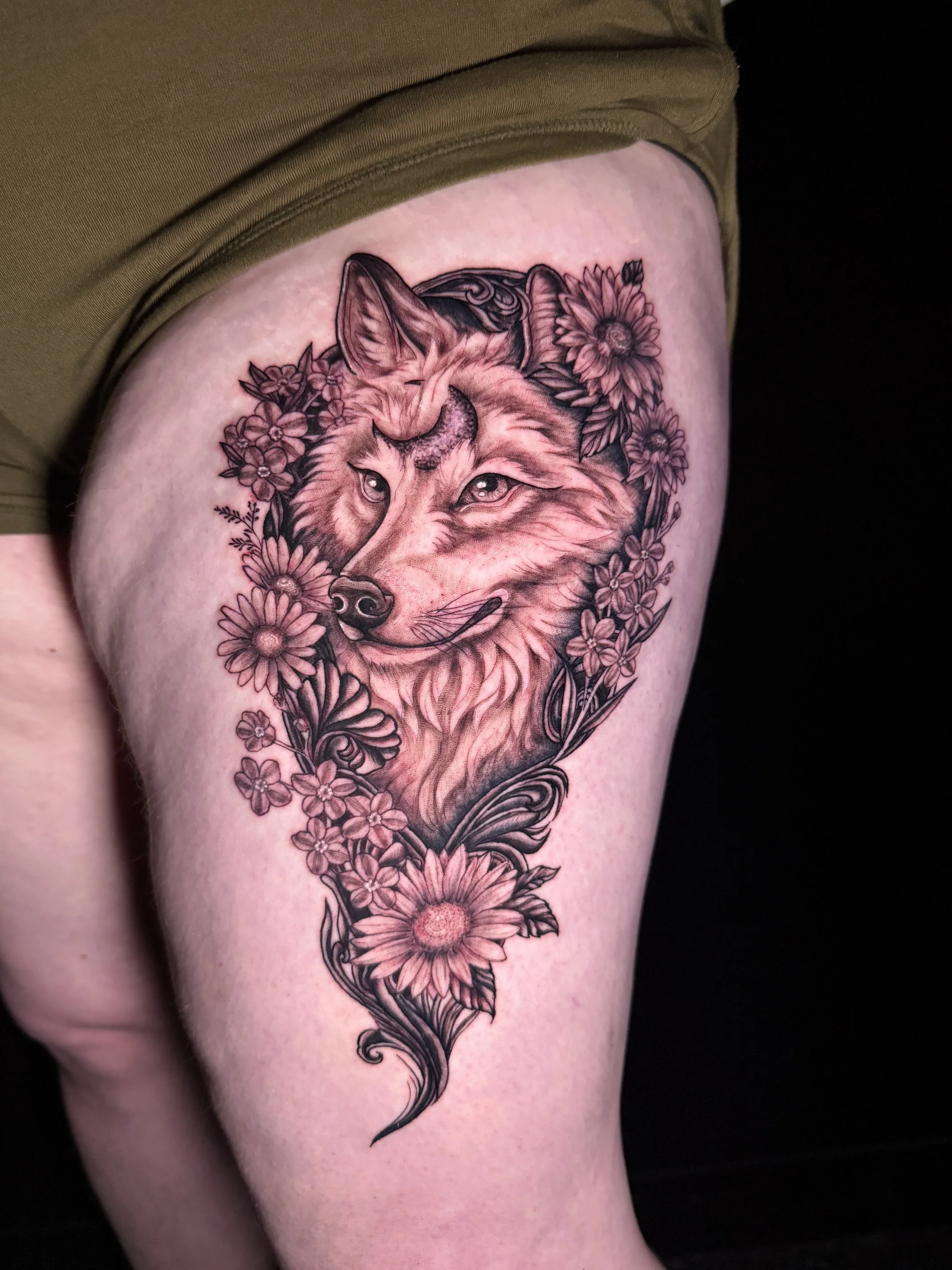 Black and Grey Illustrative Fox Tattoo.jpeg