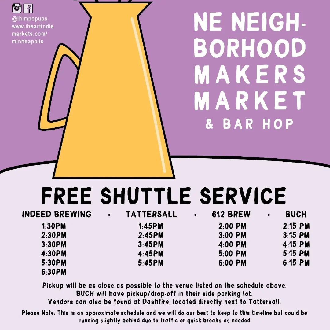 Today! Come on out for the NE Makers Market &amp; Bar Hop, there is a free shuttle service for this event, 6 locations with amazing local makers! We will be set up @buchbev from 1-6pm 🌿