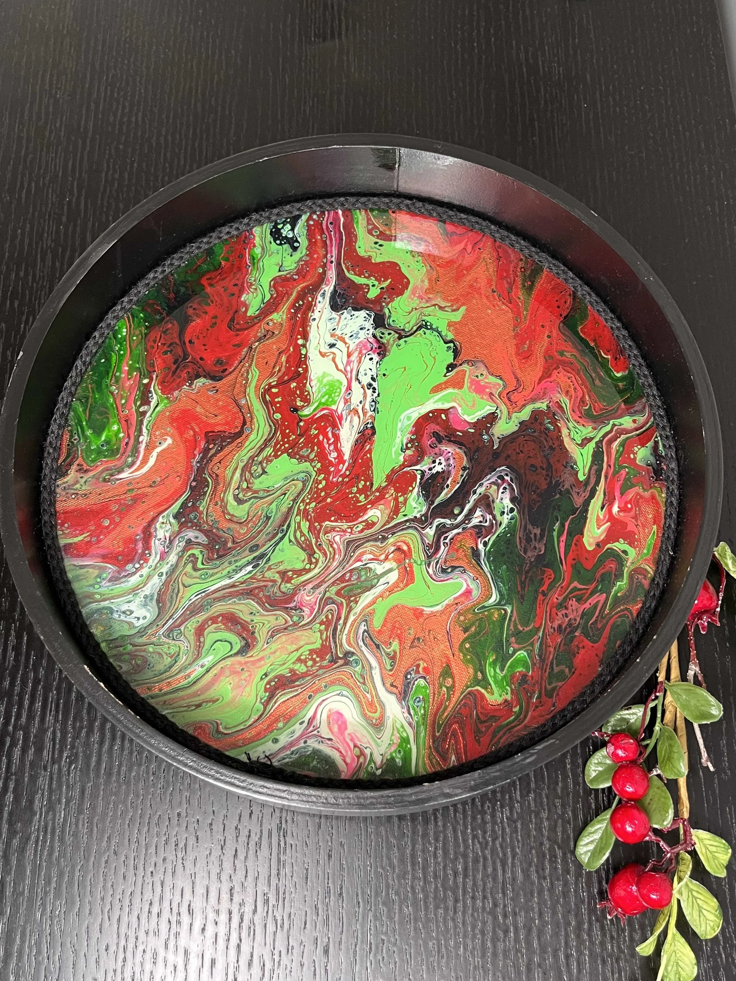 'Colourstorm' - Up-cycled Fluid Art Wooden Serving Tray