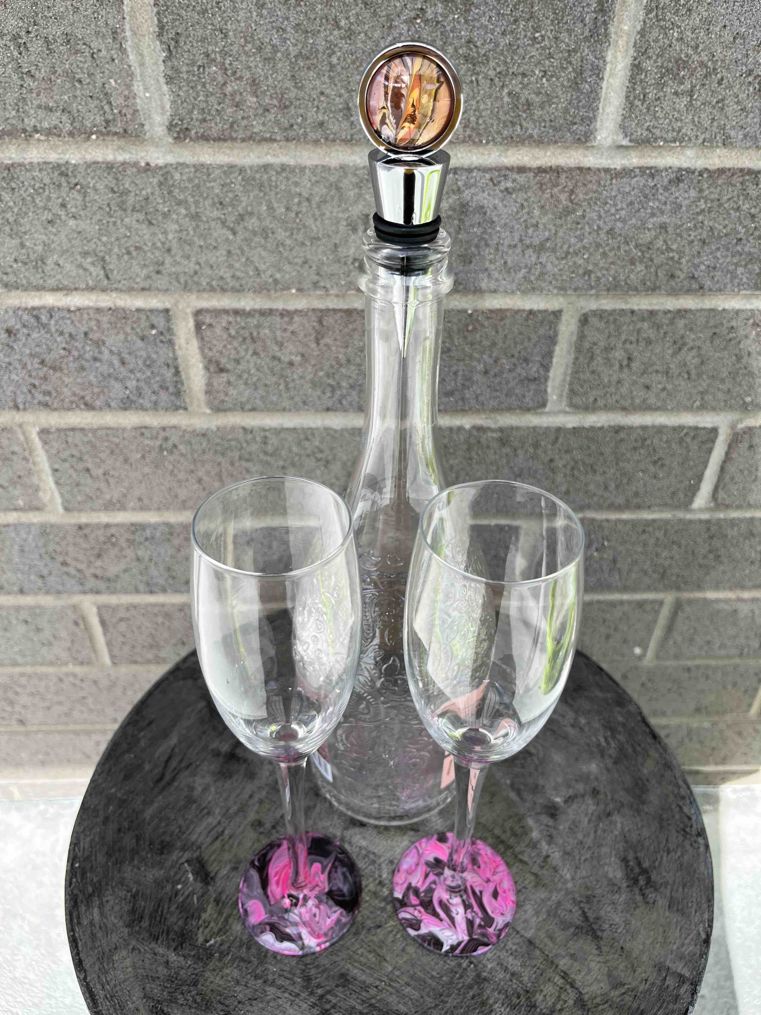 Sauvignon Plonk unique paint poured fluid art wine and or champagne stopper gift art kirsty jane designs