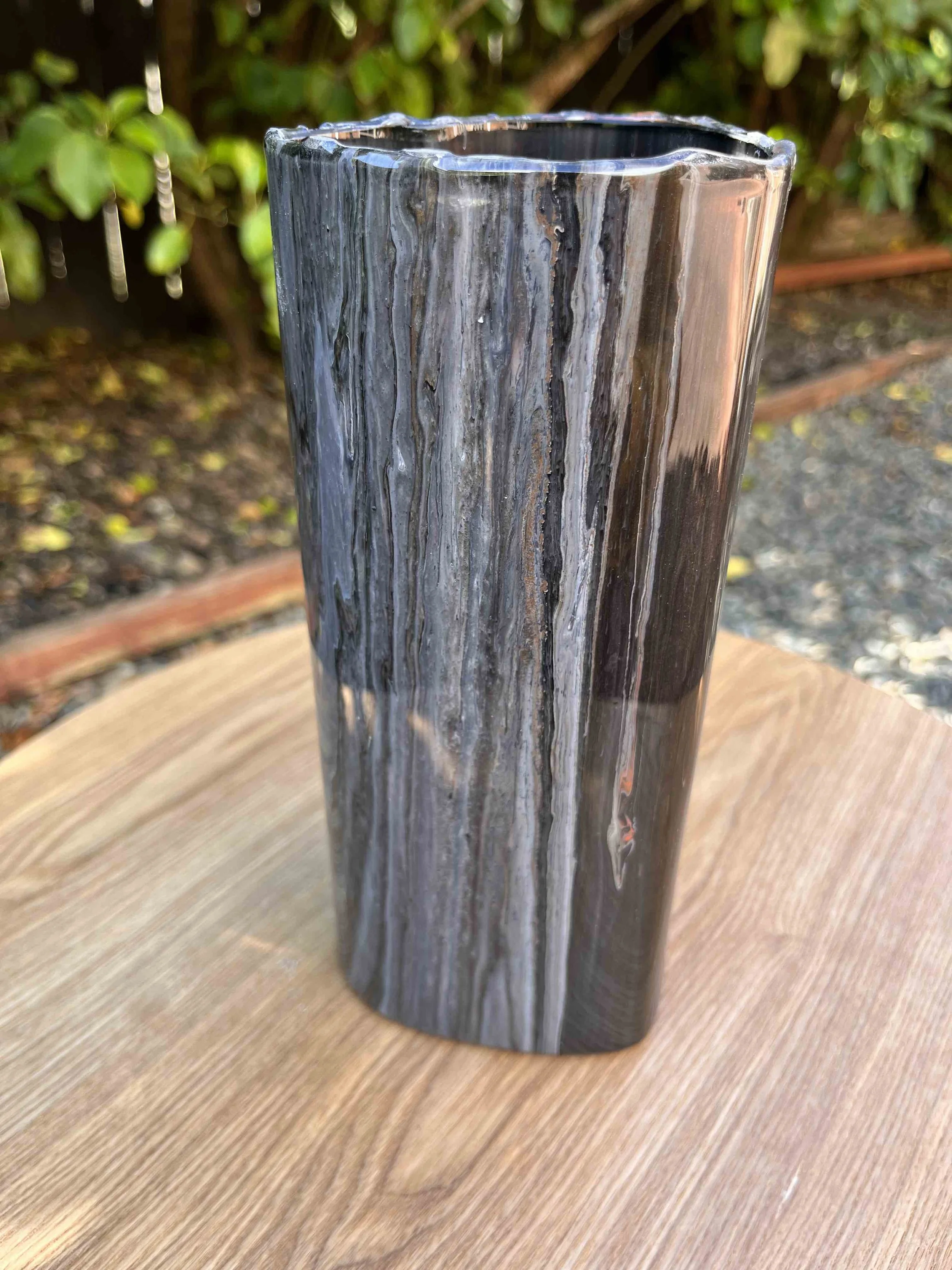 Dark and Mysterious Love Up-cycled Paint Poured Glass Vase Gift Art Kirsty Jane Designs
