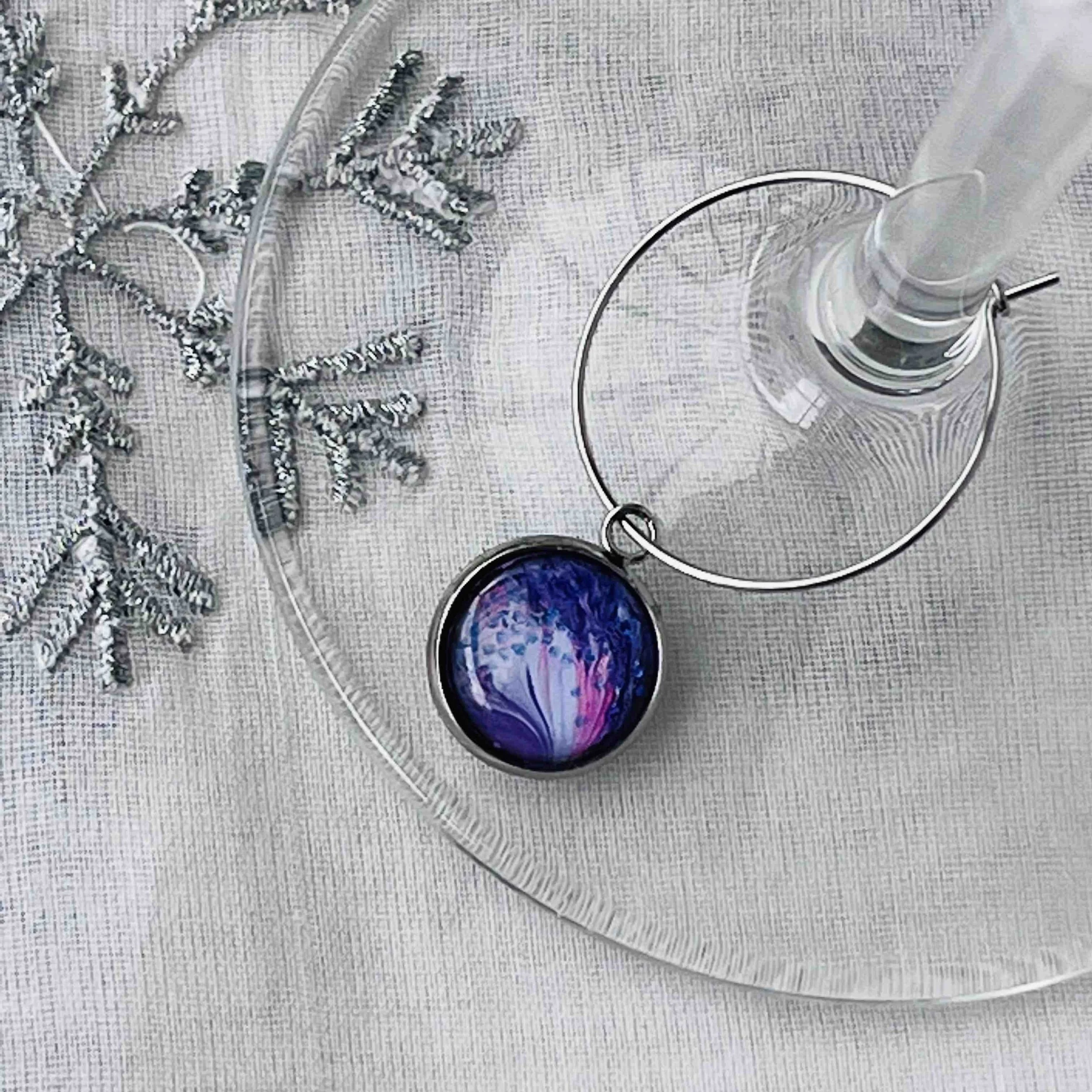 Swirling Sisters Unique Set of 6 Fluid Art Wine Charms 3 Kirsty Jane Designs.jpg