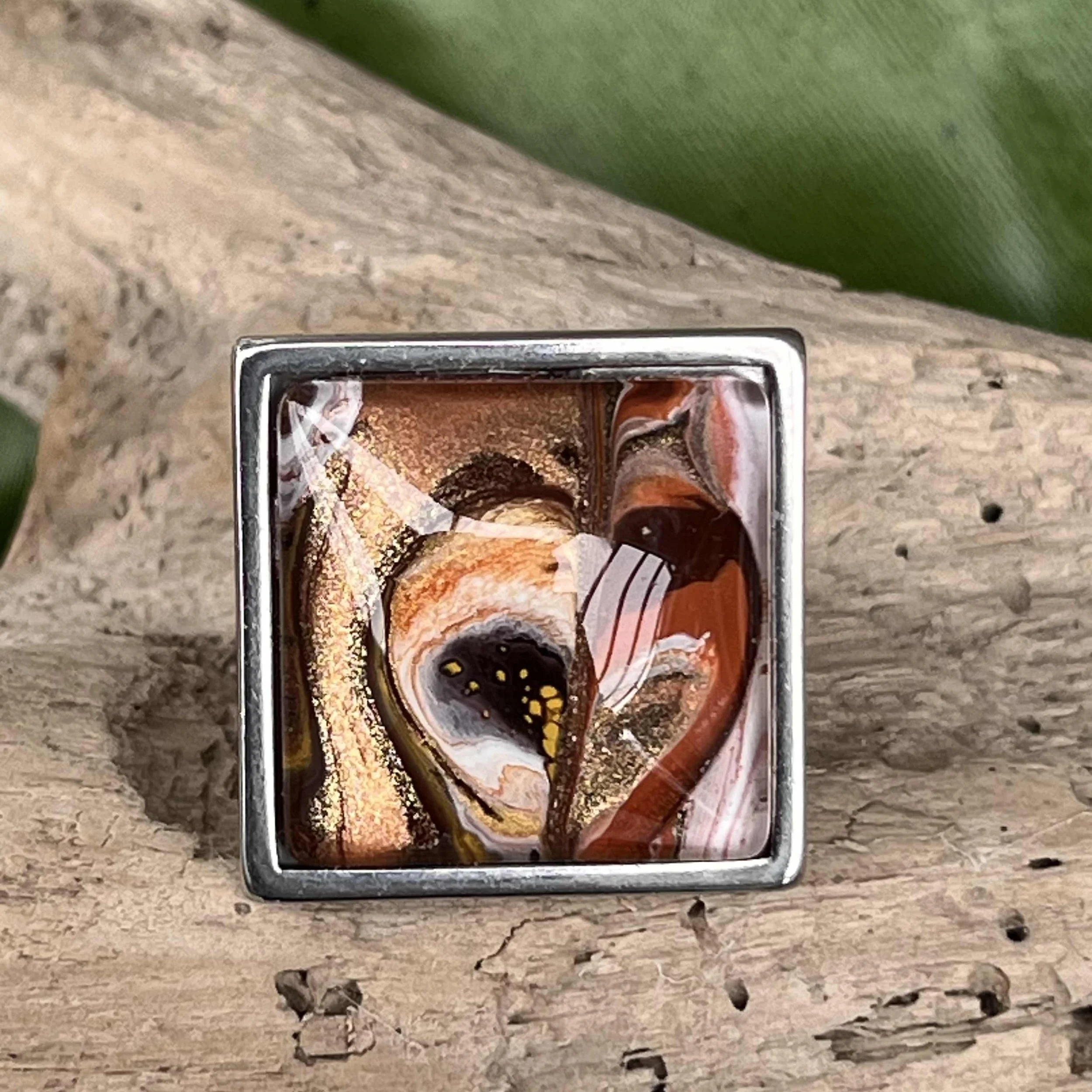 Cookie Heaven Unique Fluid Art Square Adjustable Ring - Kirsty Jane Designs.jpg