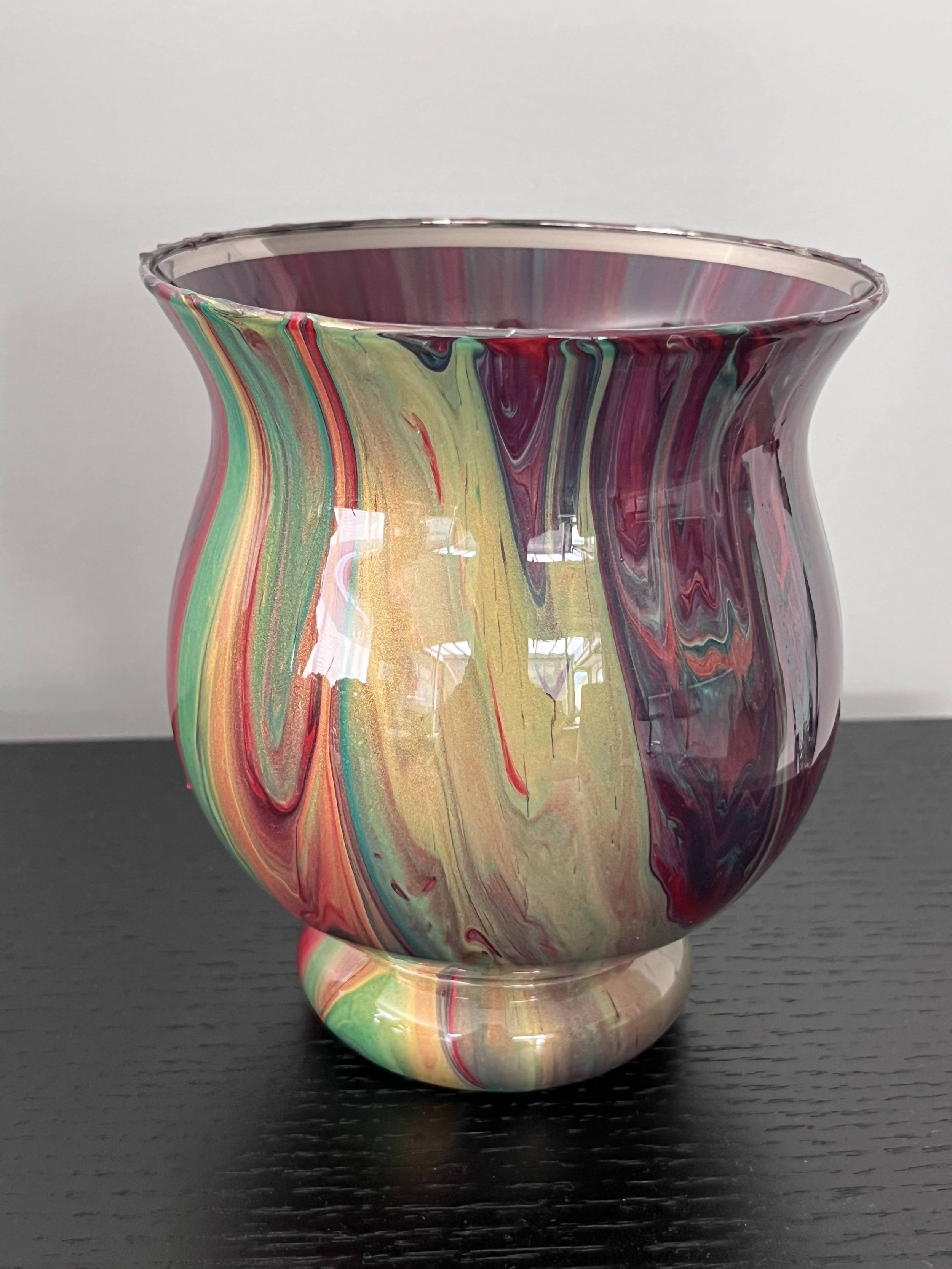 Ruby Tuesday Unique Upcycled Fluid Art Glass Vase 2 Kirsty Jane Designs.jpg