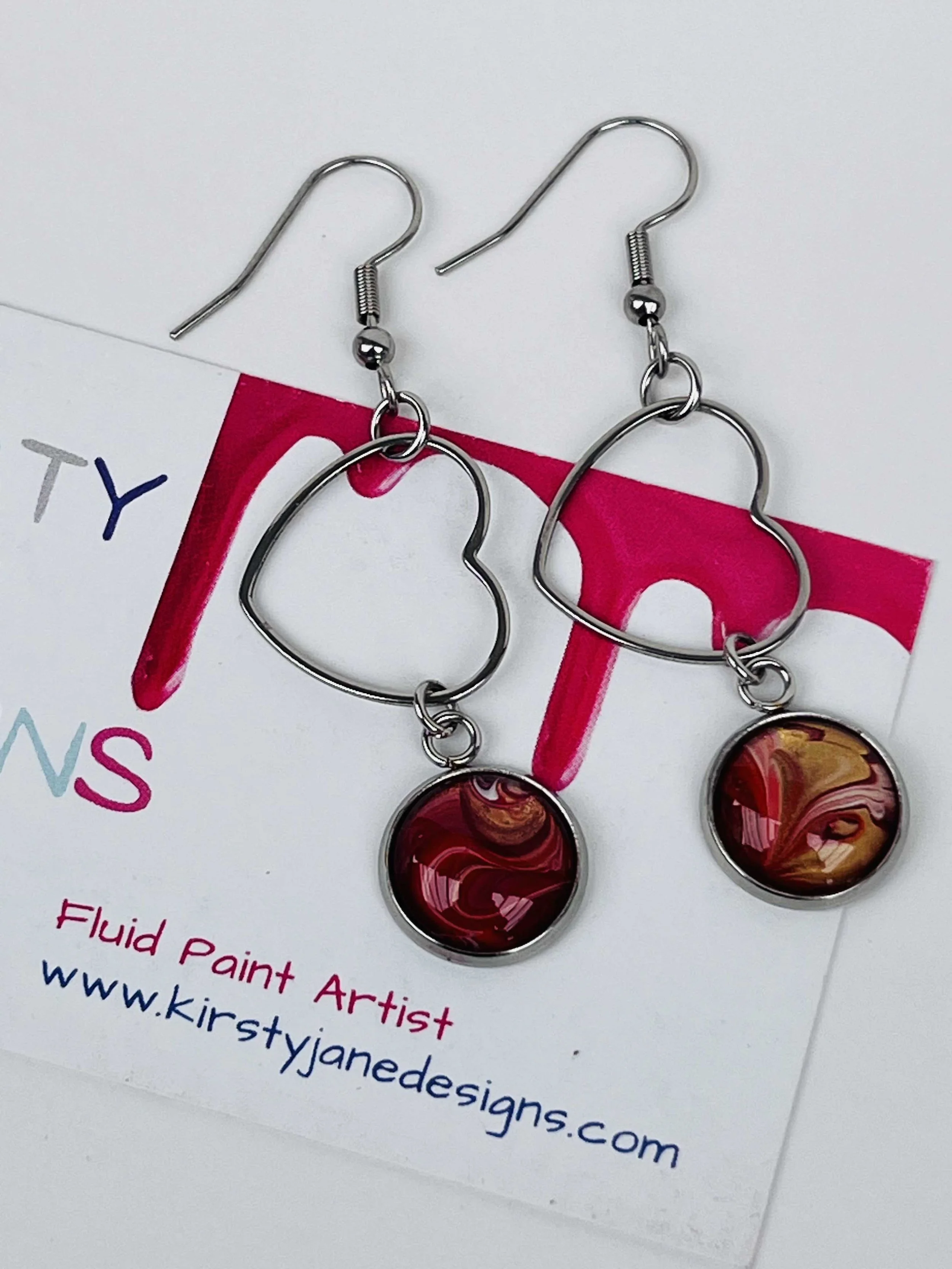 Scarlet Nights Fluid Art Statement Earrings 1 Kirsty Jane Designs.jpg