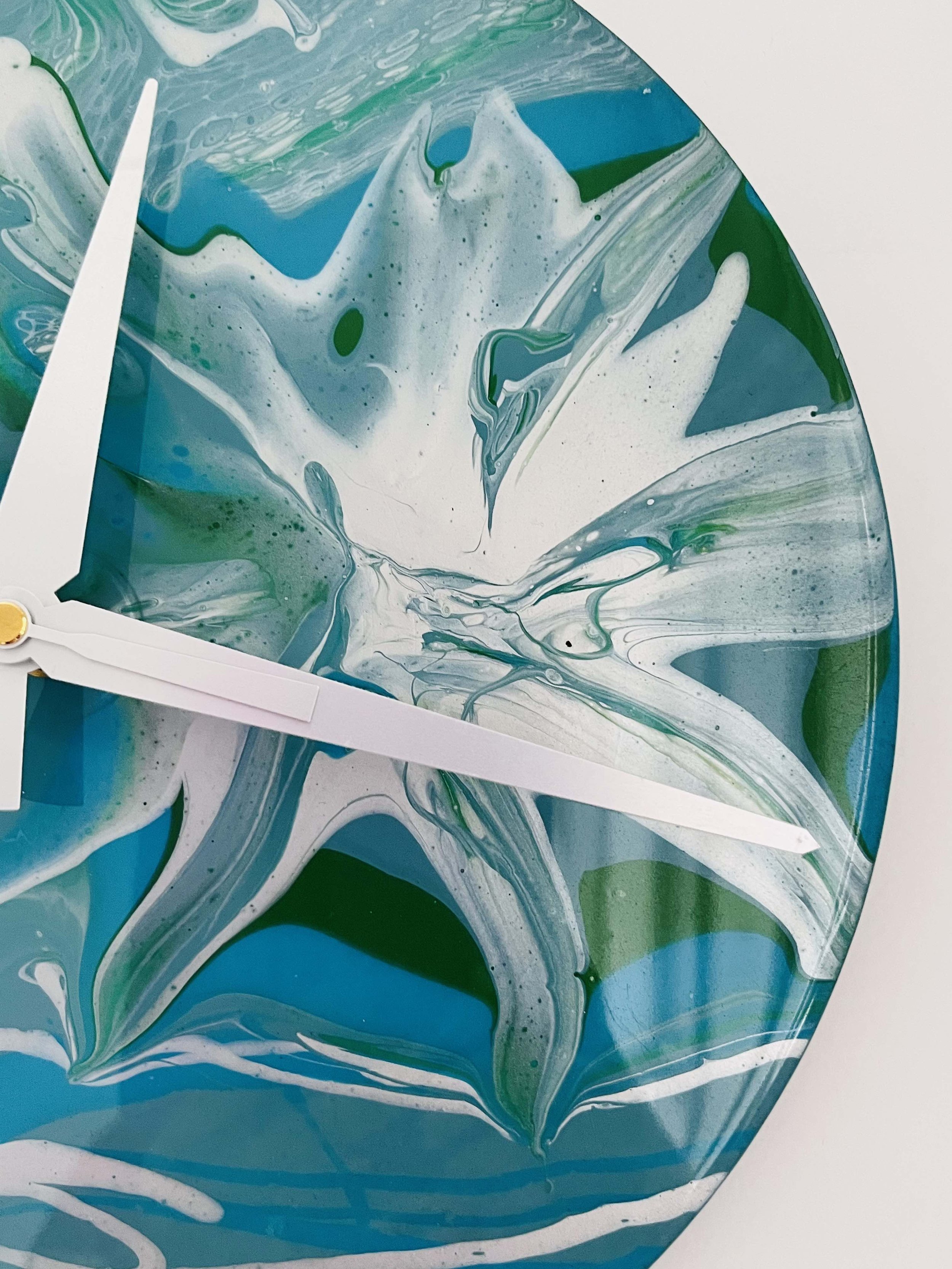 Silverstream Fluid Art Wall Clock On Vinyl 3 Kirsty Jane Designs.jpg