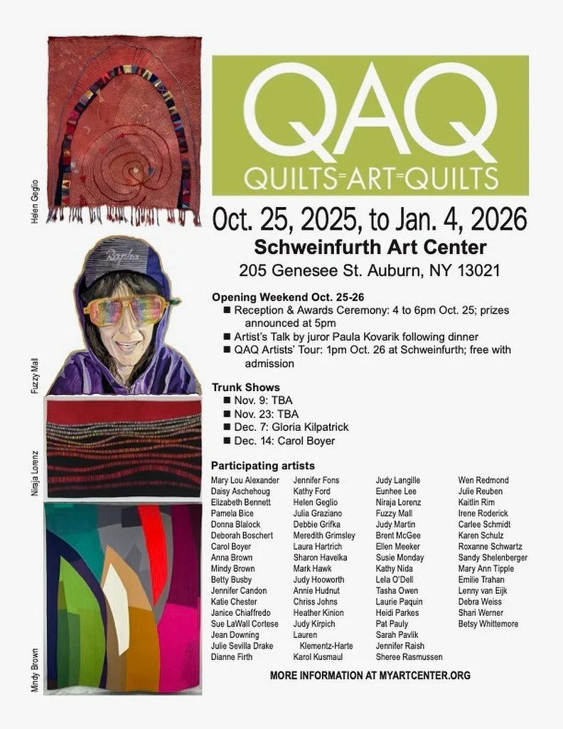 Less than two weeks till the opening of QAQ 2025.  I am sharing the flyer the @schweinfurthart has prepared with all the information regarding the show and schedules.  I am so excited to have my piece, Epoch# 7, Transition included in this exhibition