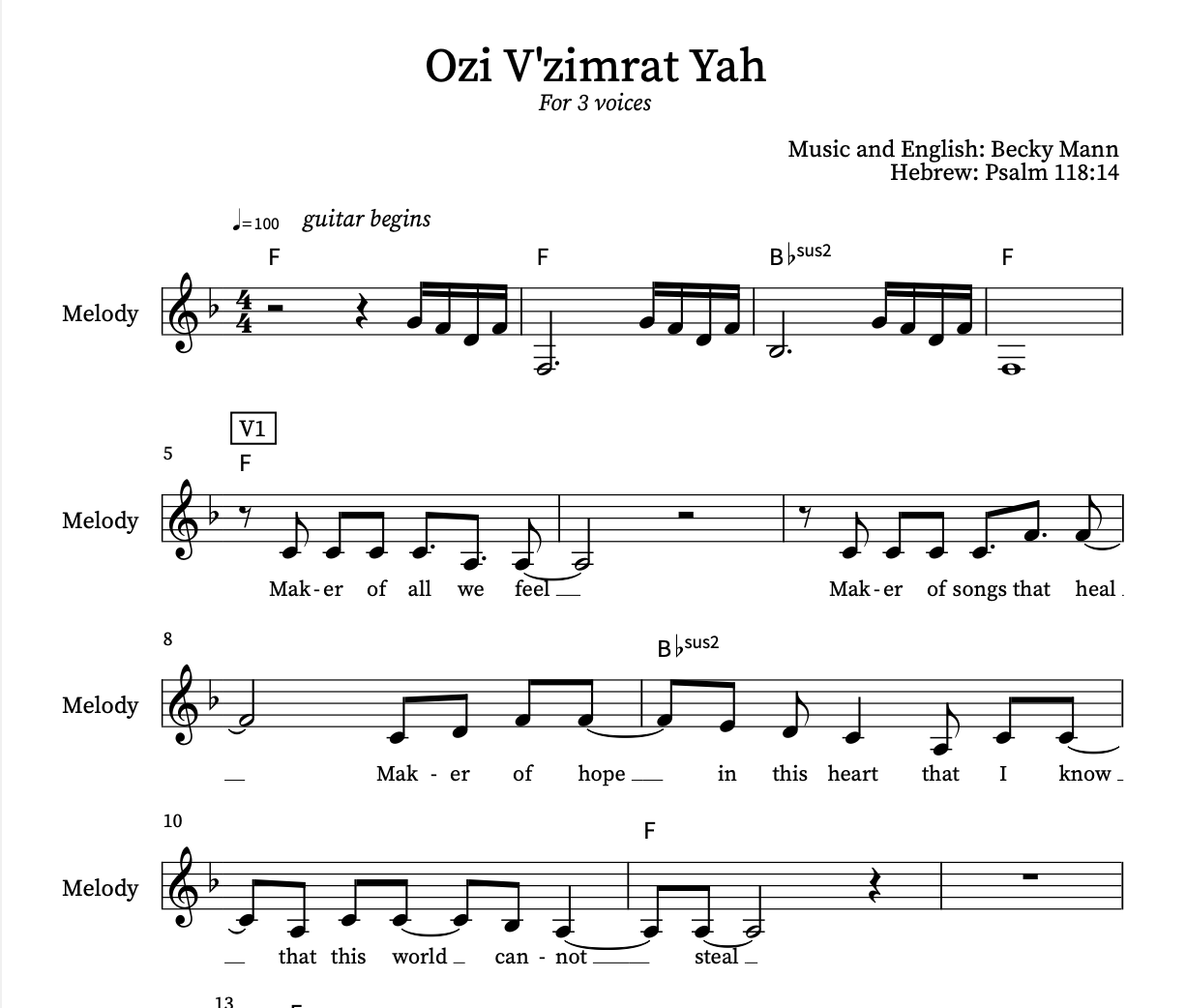 Ozi V'zimrat Yah - Trio