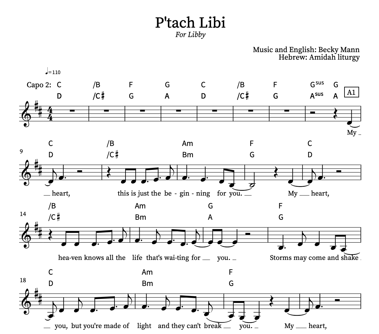 P'tach Libi - Open My Heart