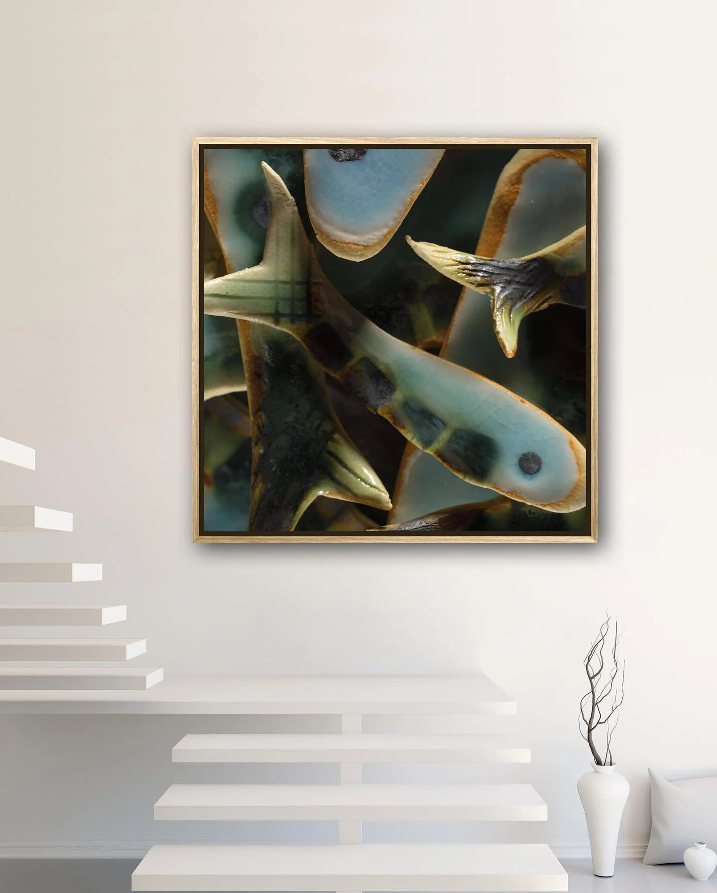 .
&lsquo;TANGLE 1&rsquo;.
.
High res digital art at scale on canvas signed by me &lsquo;pops&rsquo; in a natural wood frame.
.
It slightly bends my mind that the fish in the centre of this 101 x 101 cm canvas is actually only 5cm long irl. The power 