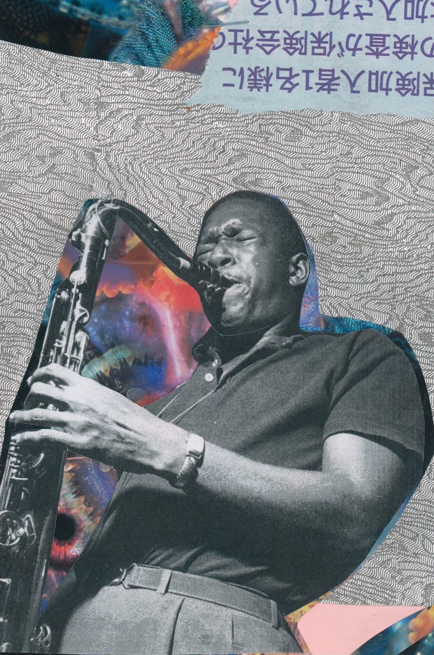 john coltrane birthday card / analog multimedia collage (2022)