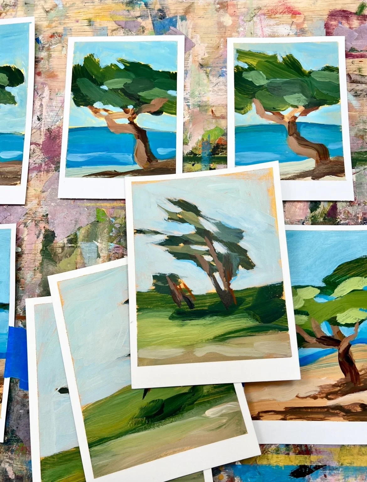 Been painting TREES and I can&rsquo;t stop! These are inspired by Monterey cypress trees blowing in the coastal breeze 💨🌲 DM to purchase 💕

#natureinspiredart #cypresstrees #coastalart #fortheloveoftrees #welovetreesandwoods