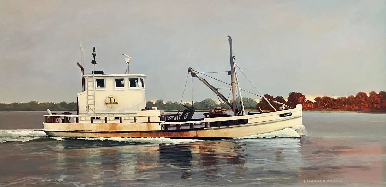  Oyster Boat SUZANNE  — Brechin Morgan — acrylic — 24x48 inches — $12,000