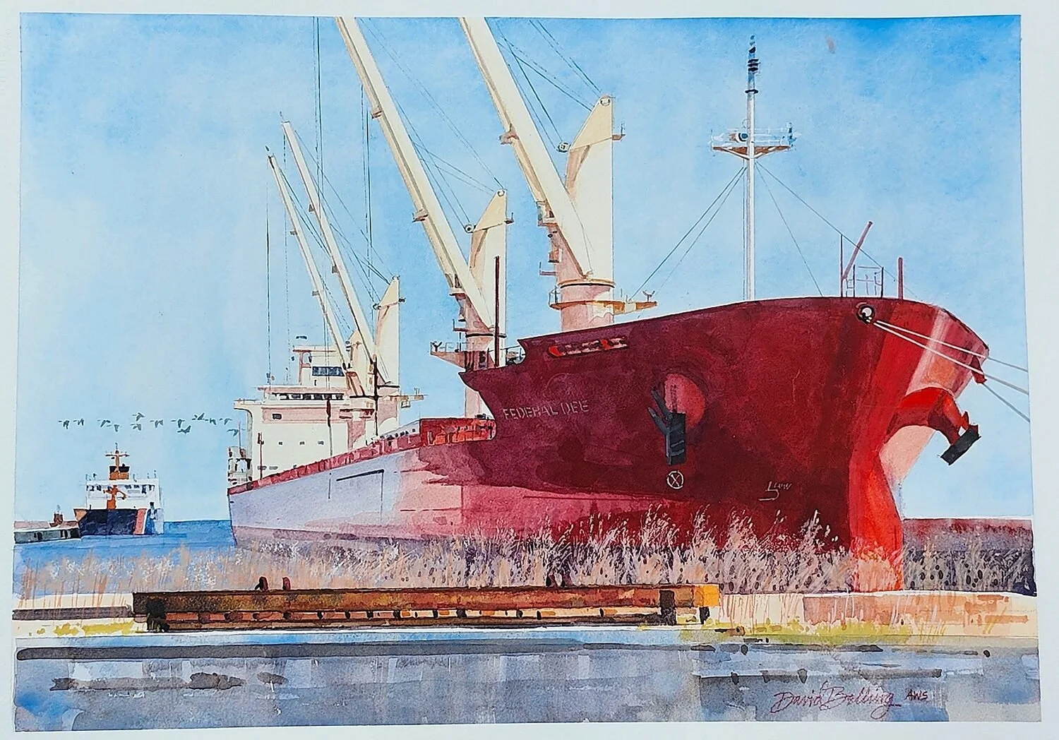 Milwaukee Harbor  — David Belling — watercolor — 13 x 20 inches