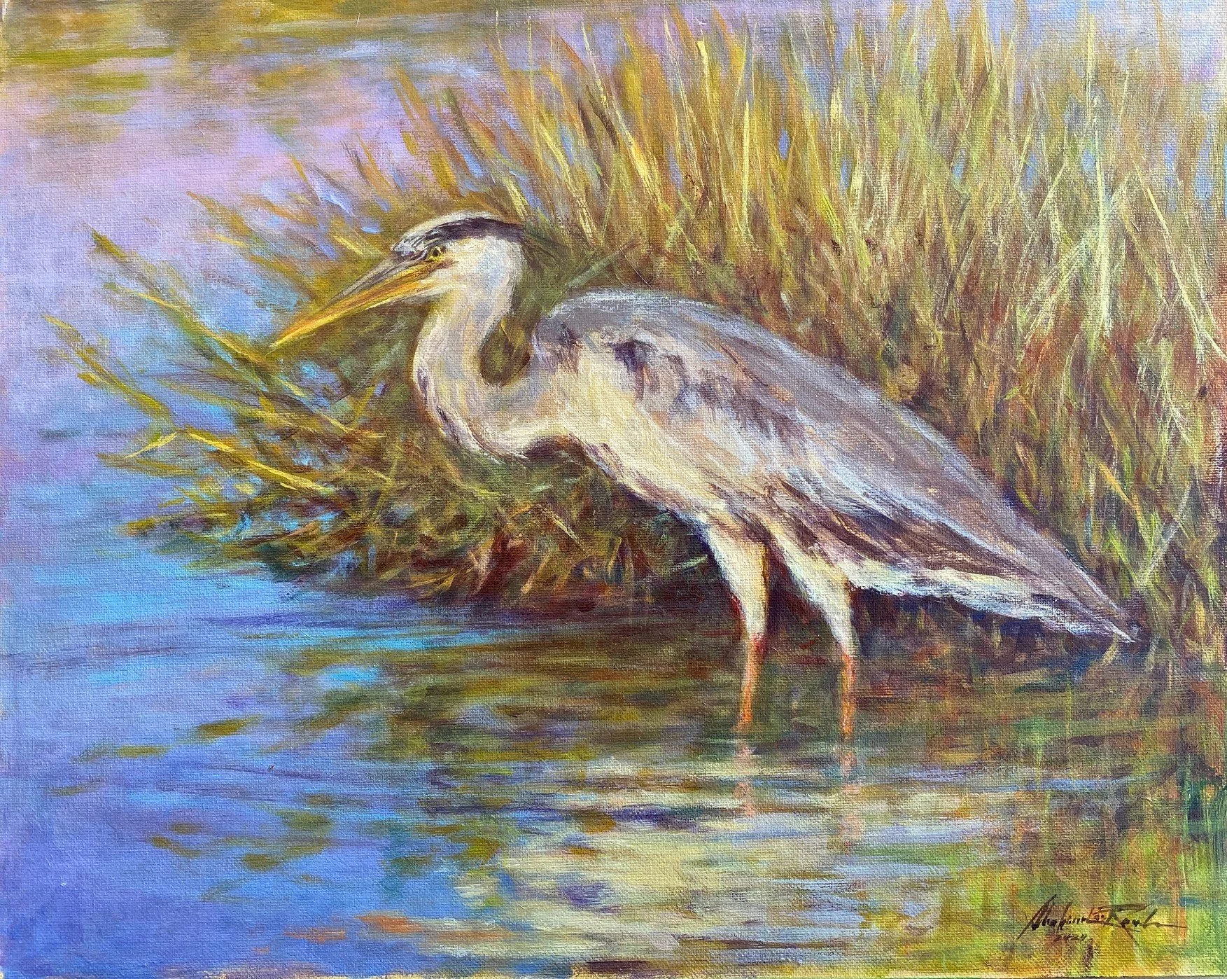 Great Egret Standing, 18"x24", acrylic on hardboard