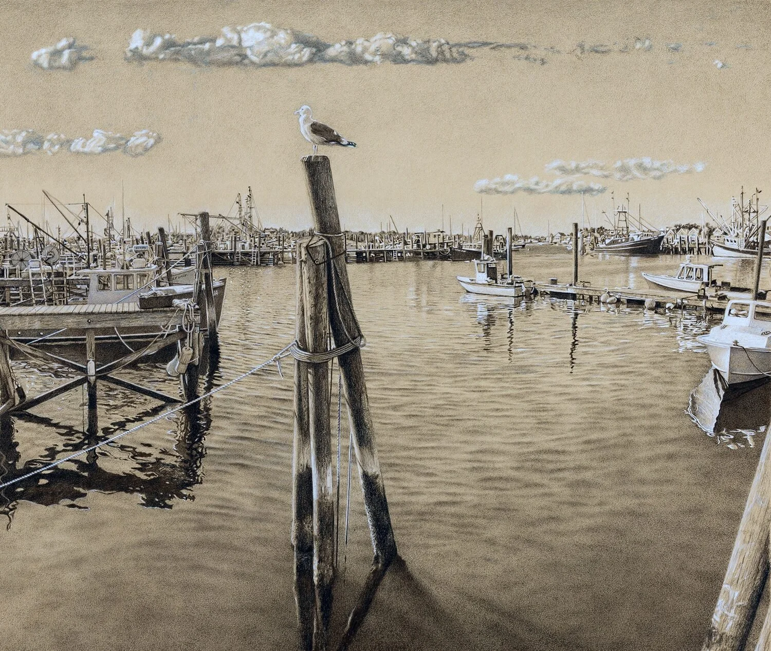  Newport Landing  — David Kizziar — colored pencil — 19x15 inches — $22,000