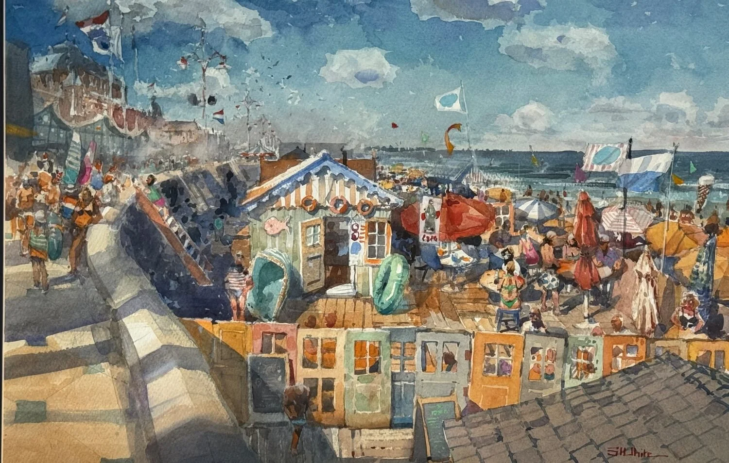  A Dutch Beach Memory  — Stewart White — watercolor — 22x30 inches — $2,800