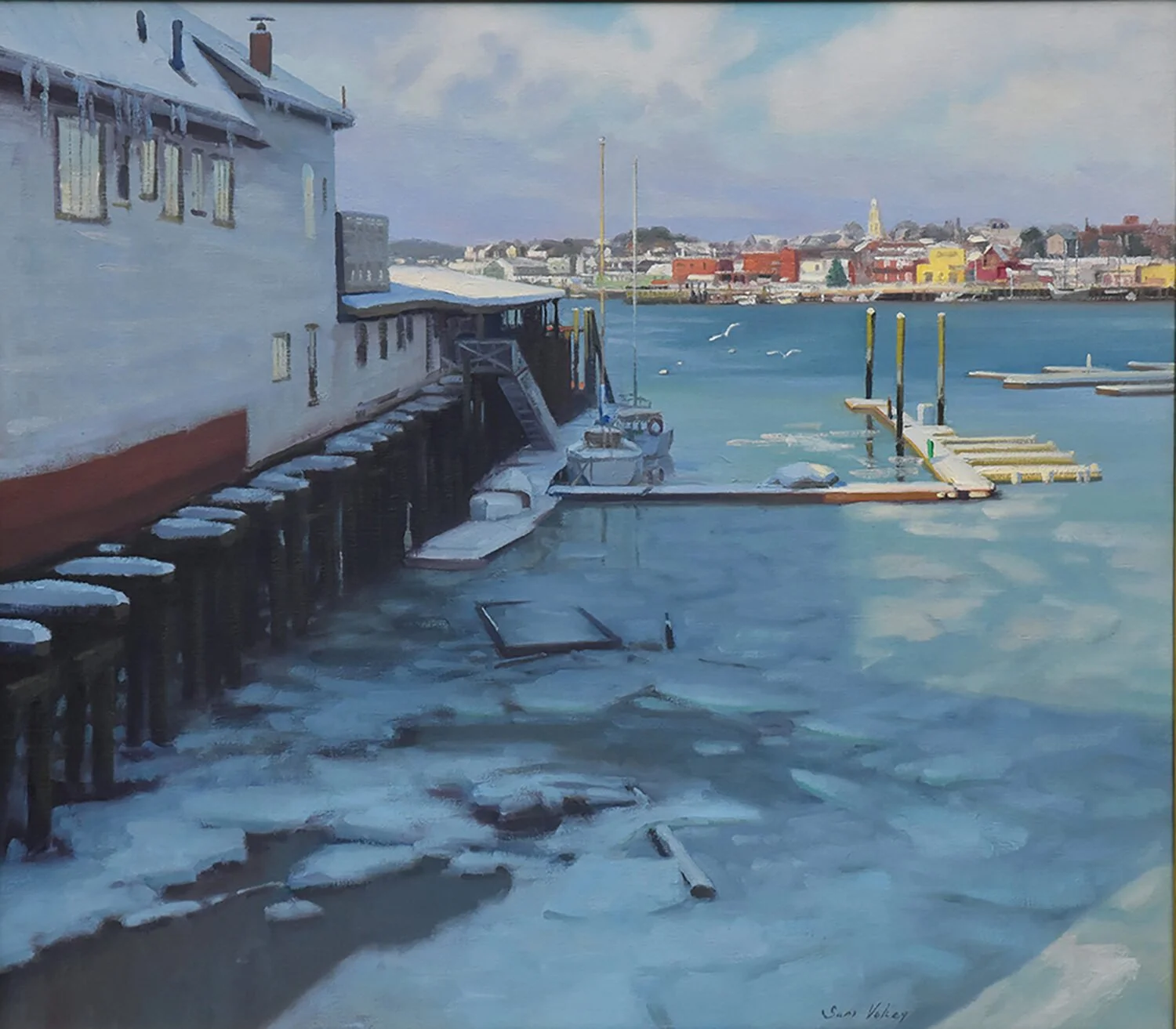  Ice Floes at Low Tide, Gloucester  — Sam Vokey — oil — 28 x 32 inches