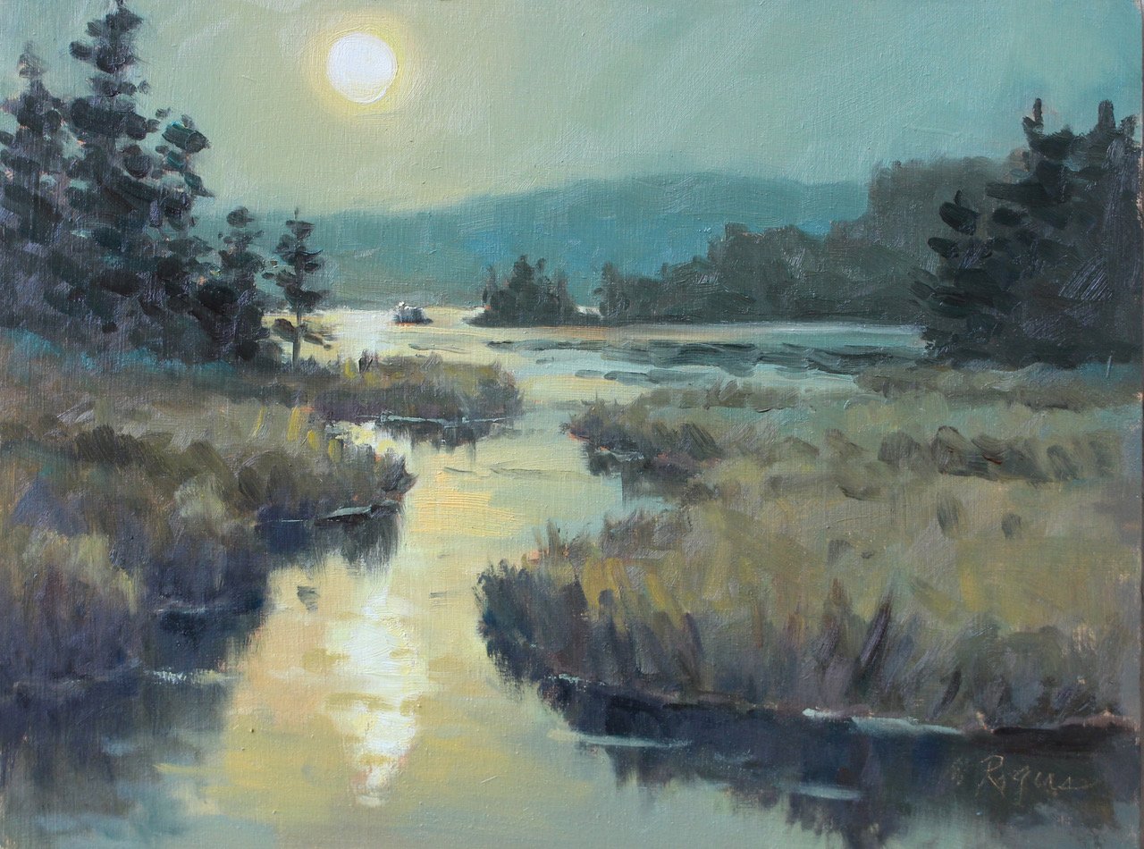 Moonset at Painters Corner - 12x16 - oil