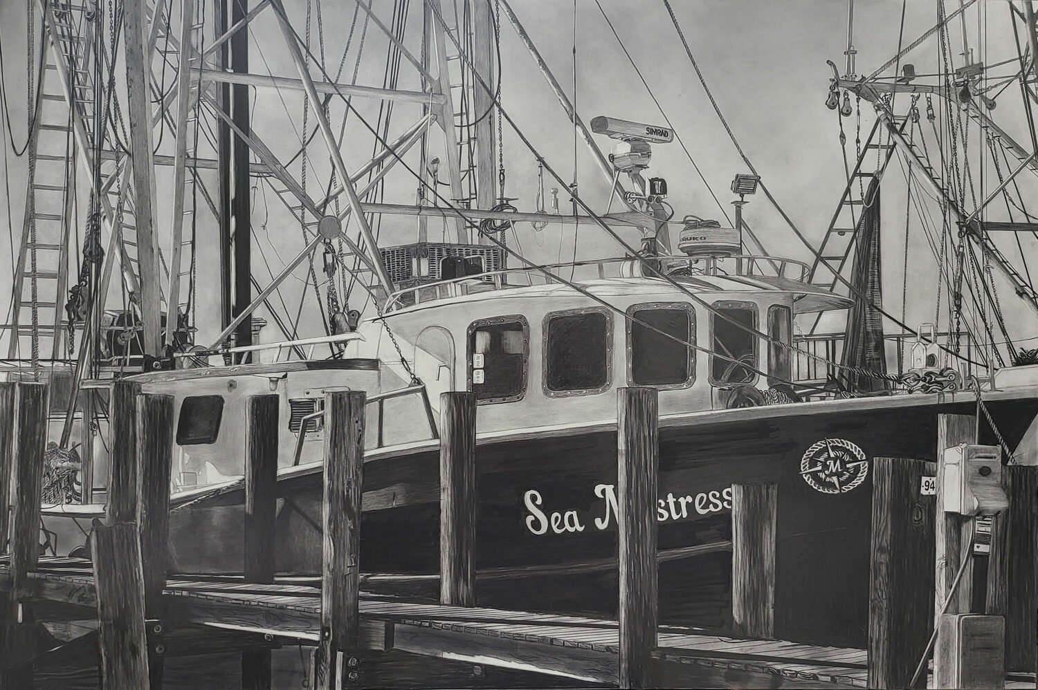  Sea Mistress  — Patsy Lindamood — graphite — 24 x 37 inches