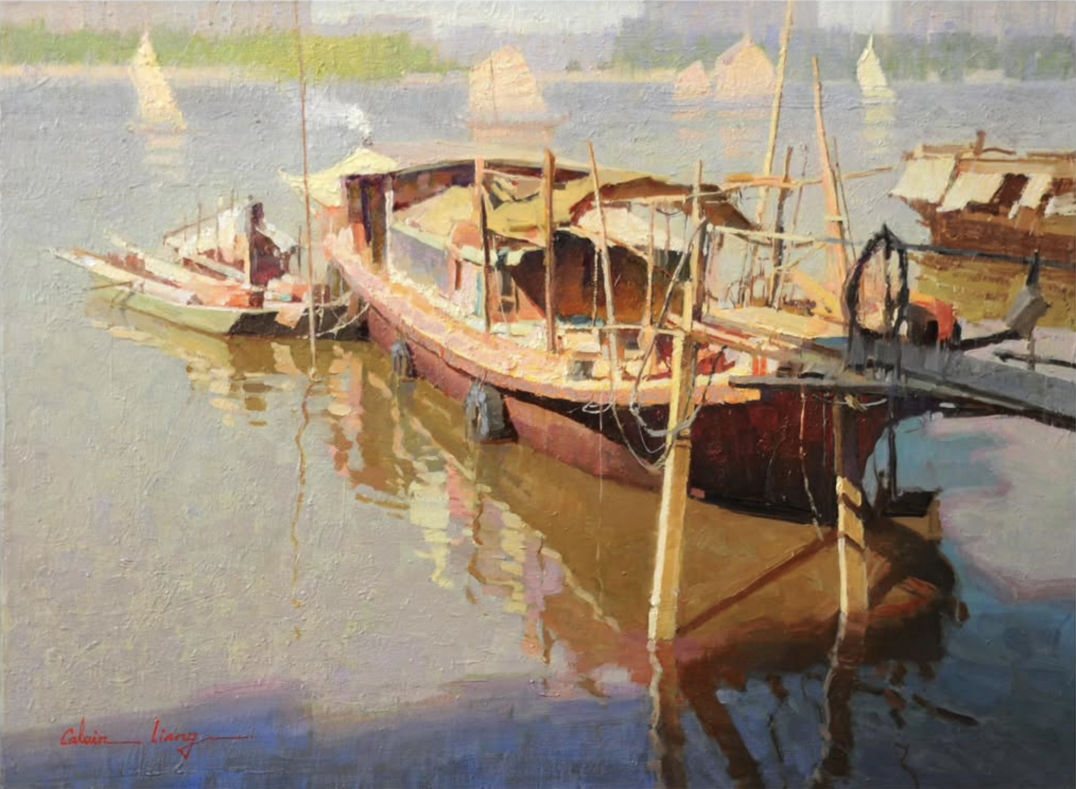 Calvin Liang — Hometown Boats — oil on canvas — 18"x24"