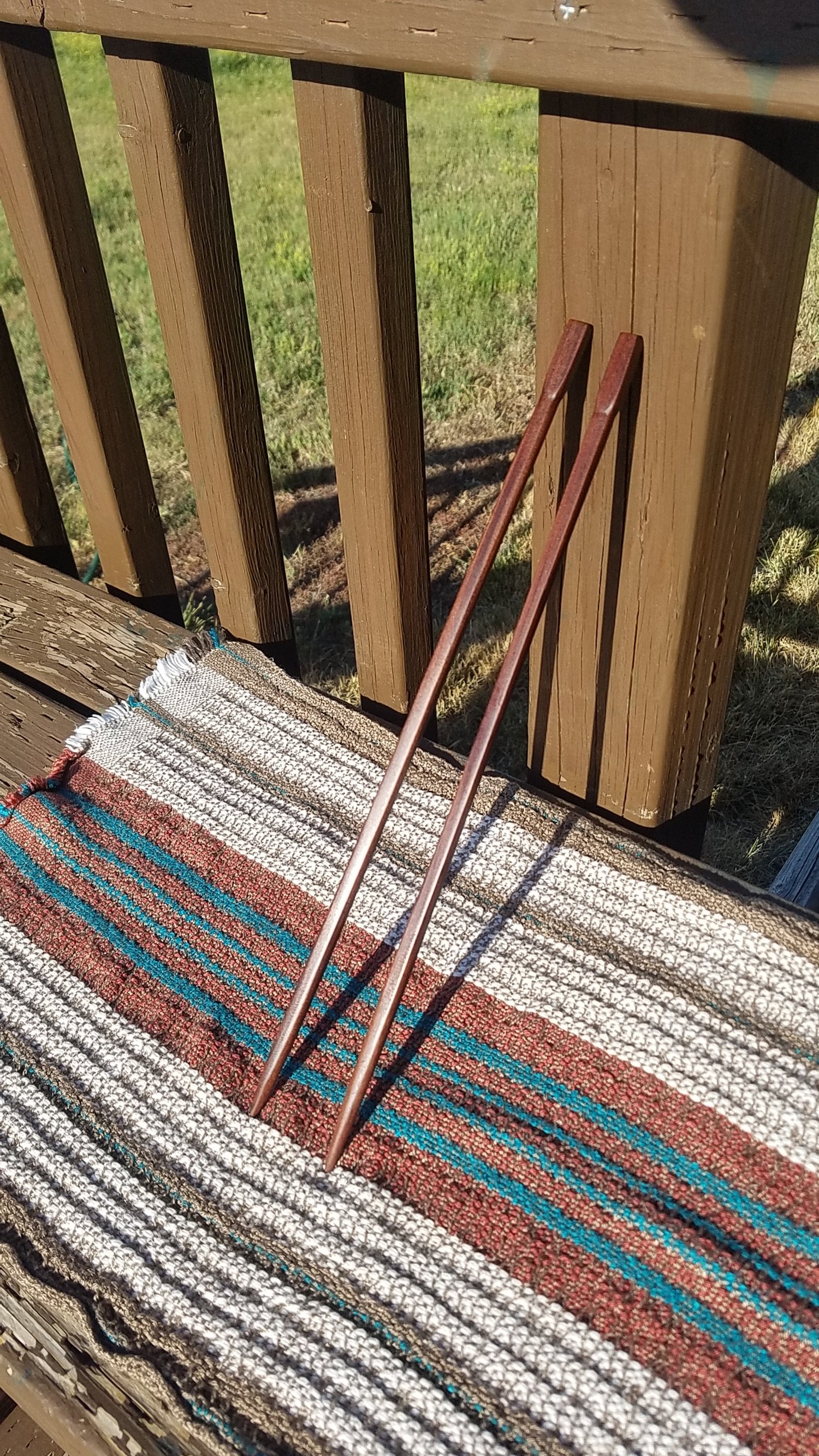  Rosewood knitting needles, square shaft, 14” 