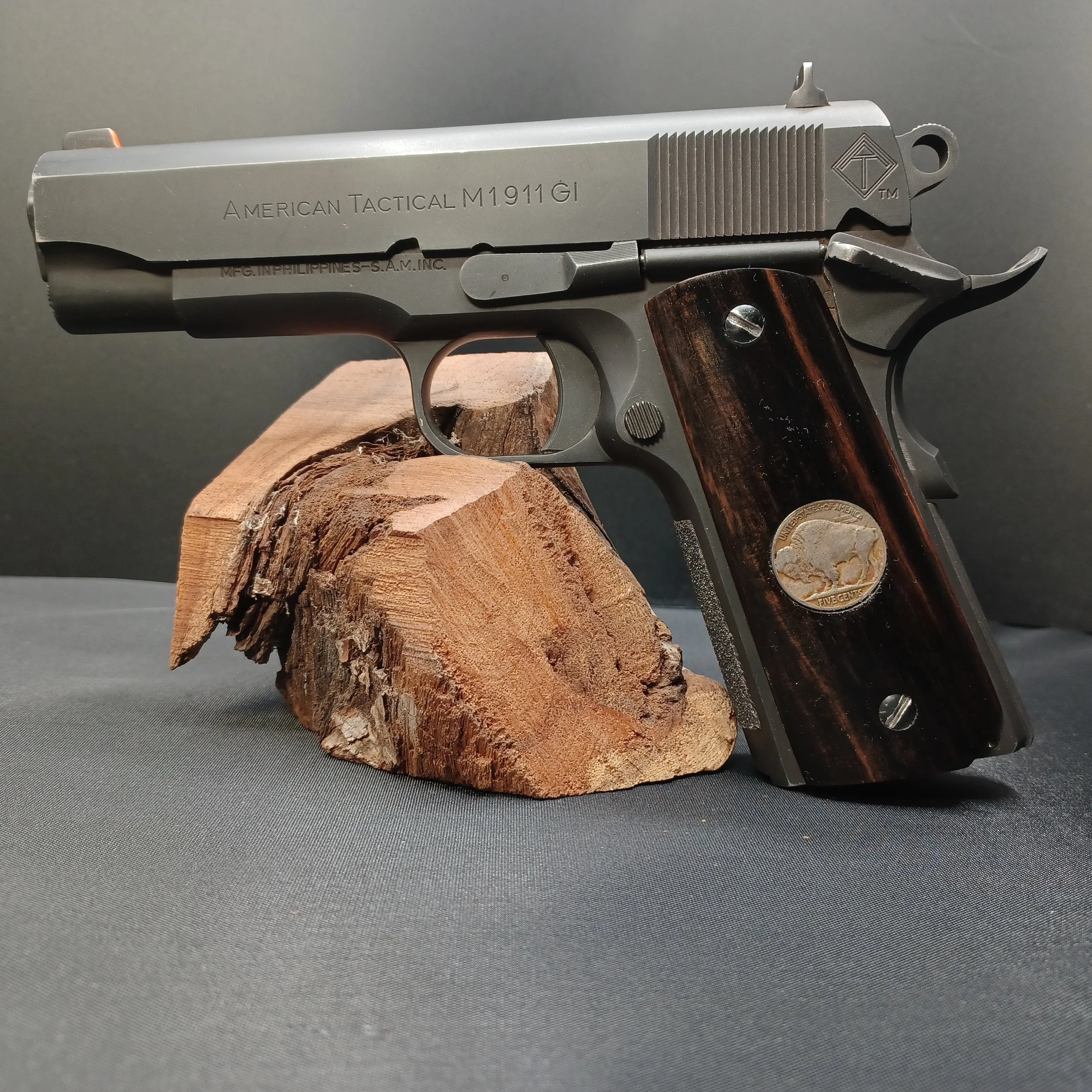 Gaboon Ebony / Buffalo Nickel inlay 1911 grips, private sale for Jessie