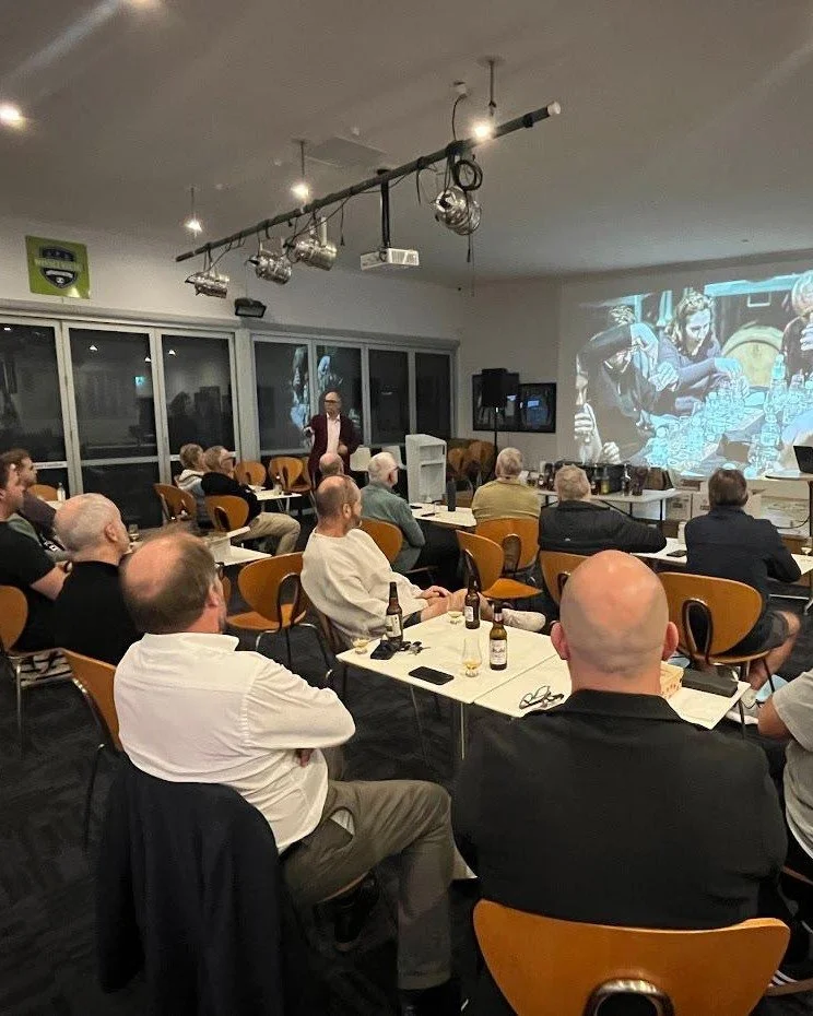 Our cellar master Rod recently spent a fantastic evening with our friends at the Bonnet Bay Whisky Club.

Rod's annual visit with this group is a chance to share all the latest Amber Lane news &amp; drams with some serious whisky drinkers.

Keen to h